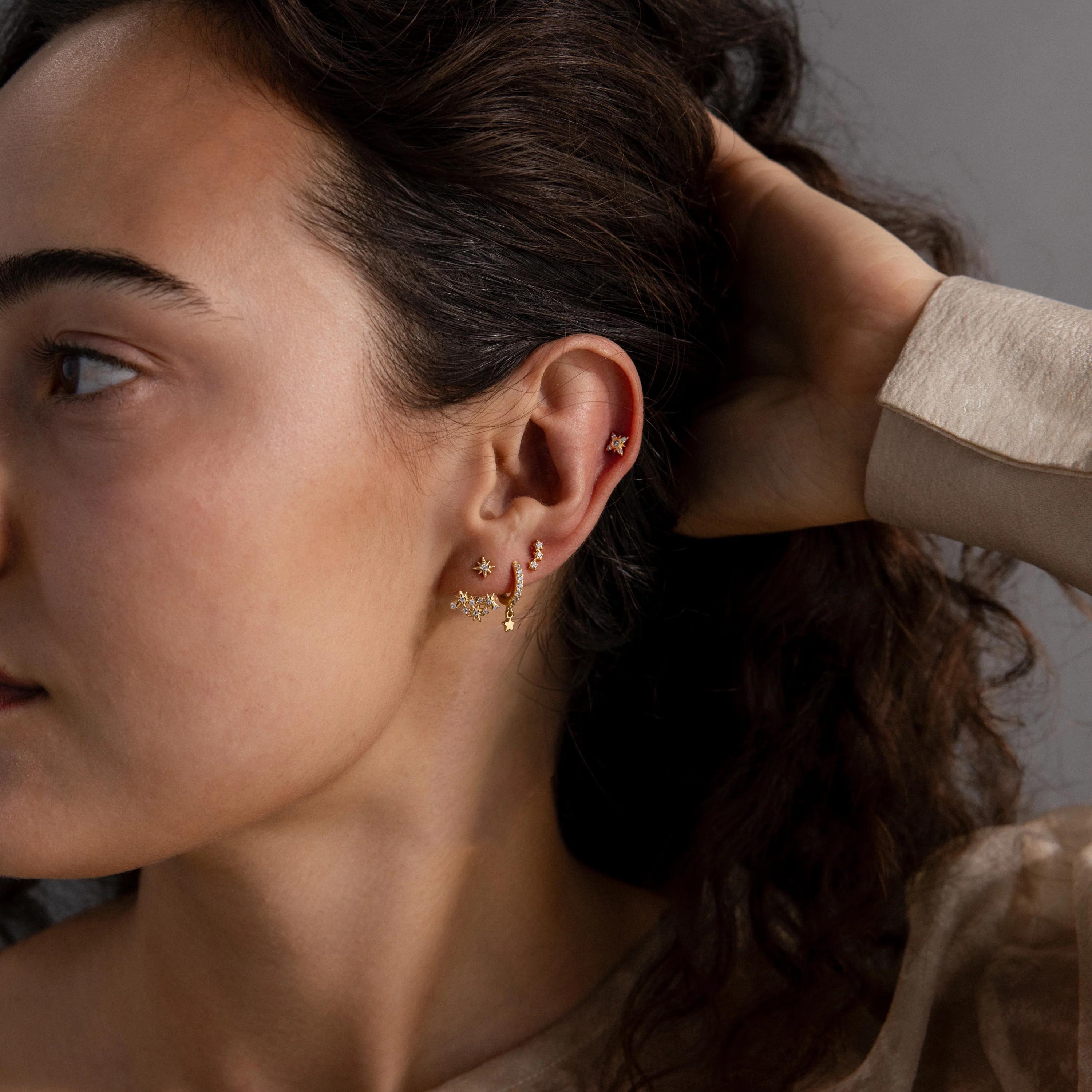 Starburst Cluster Ear Jackets in 18K Gold - Image 8