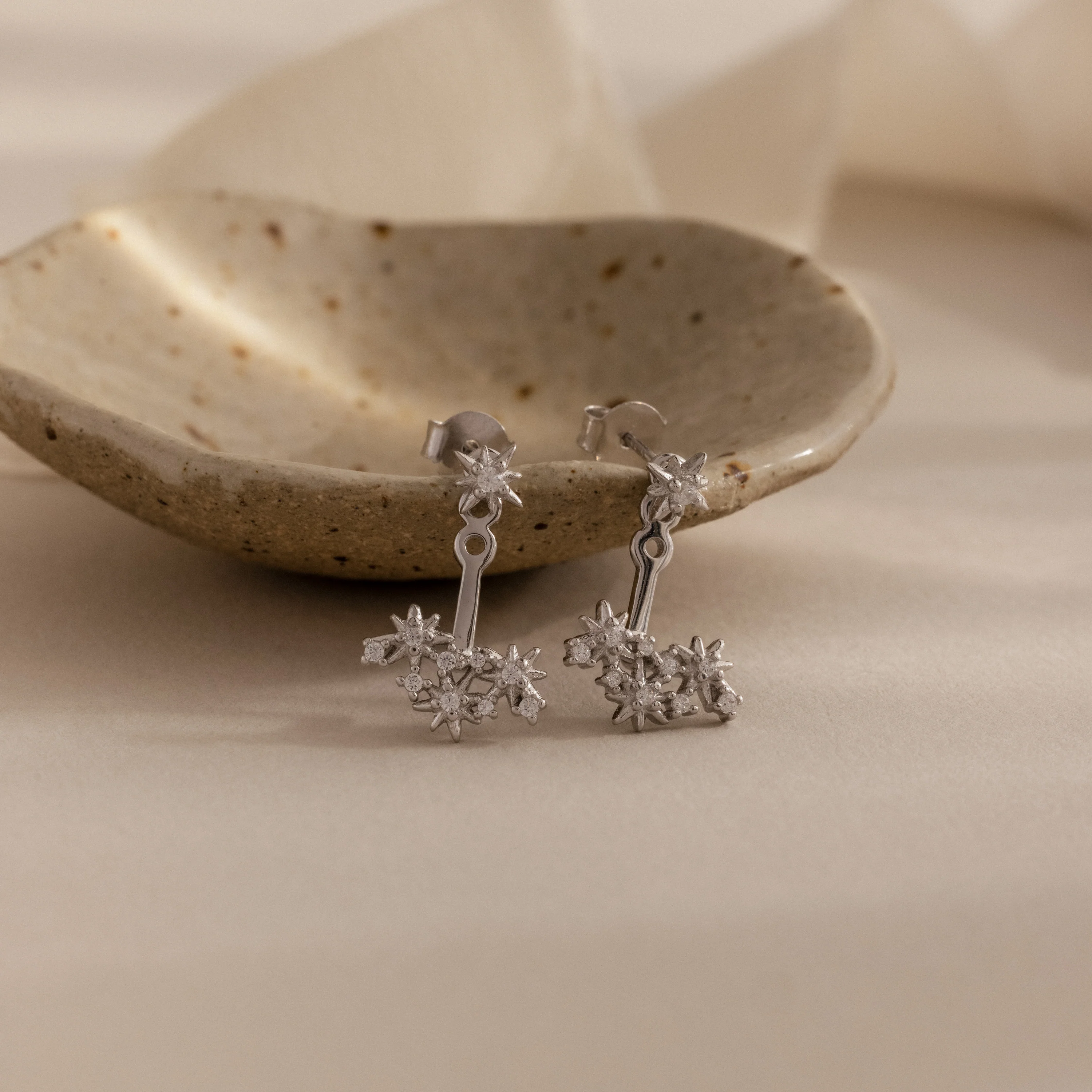 Starburst Cluster Ear Jackets in Silver - Image 3