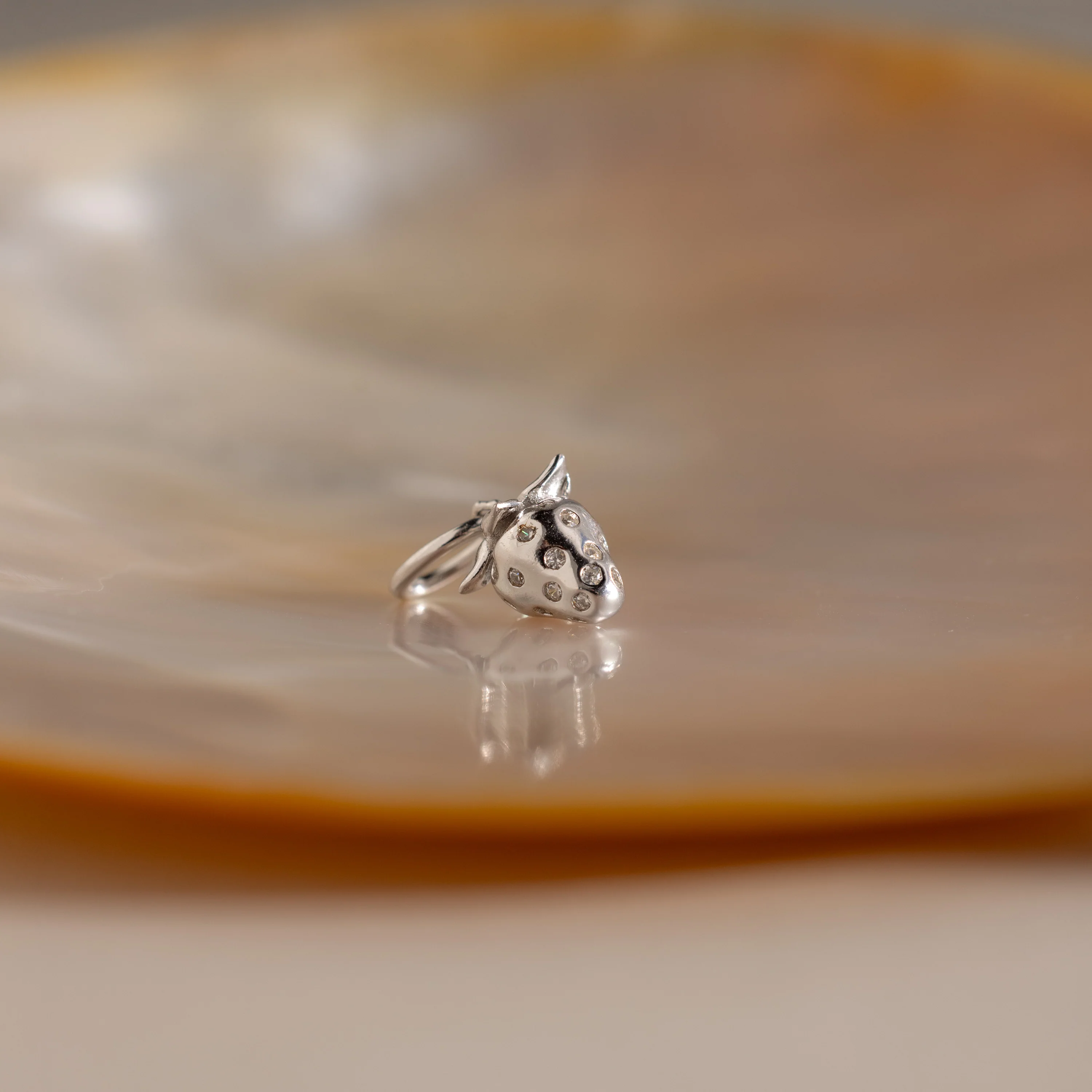 Strawberry Diamond Charm in Silver