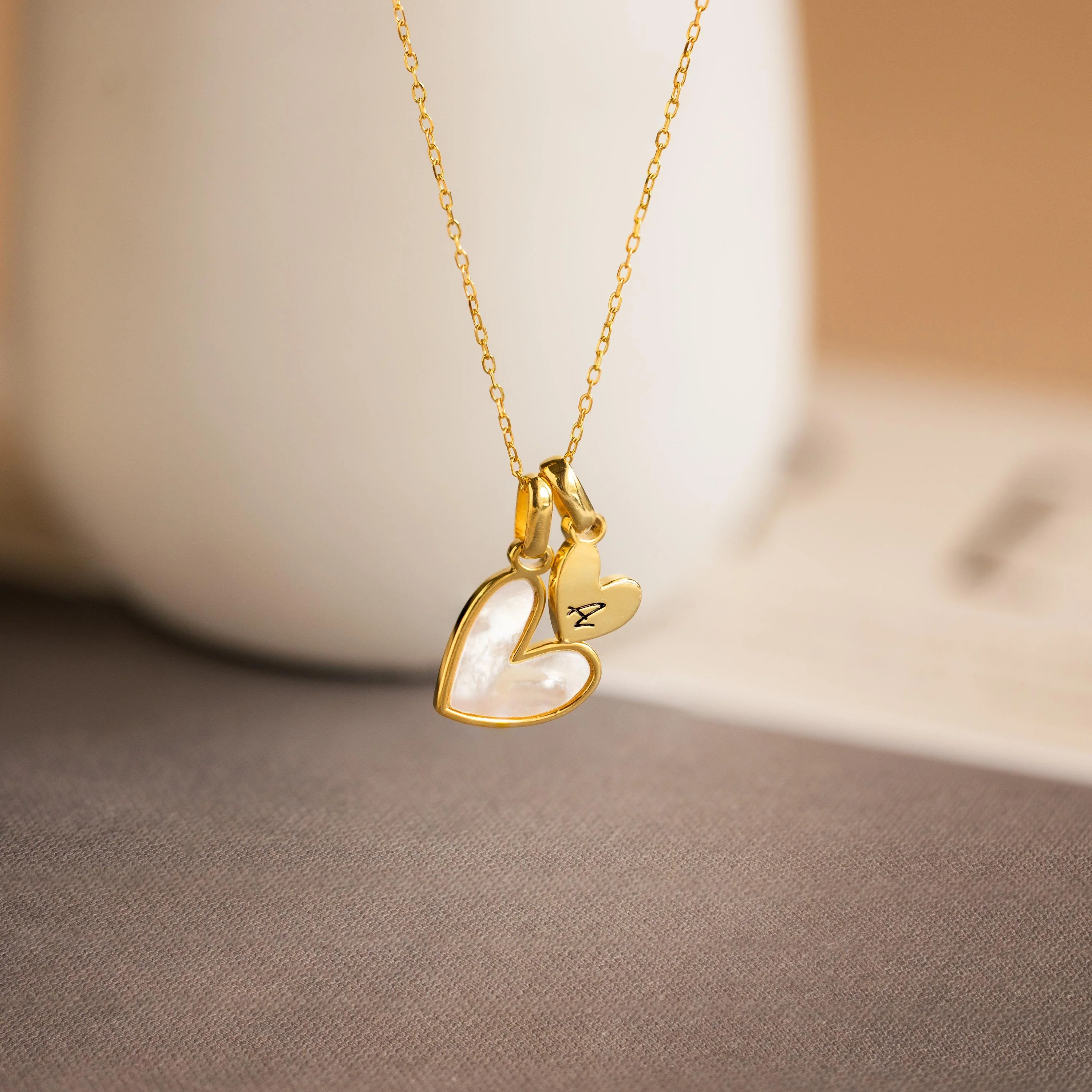 Stylish Pearl Initial Heart Necklace - Image 2