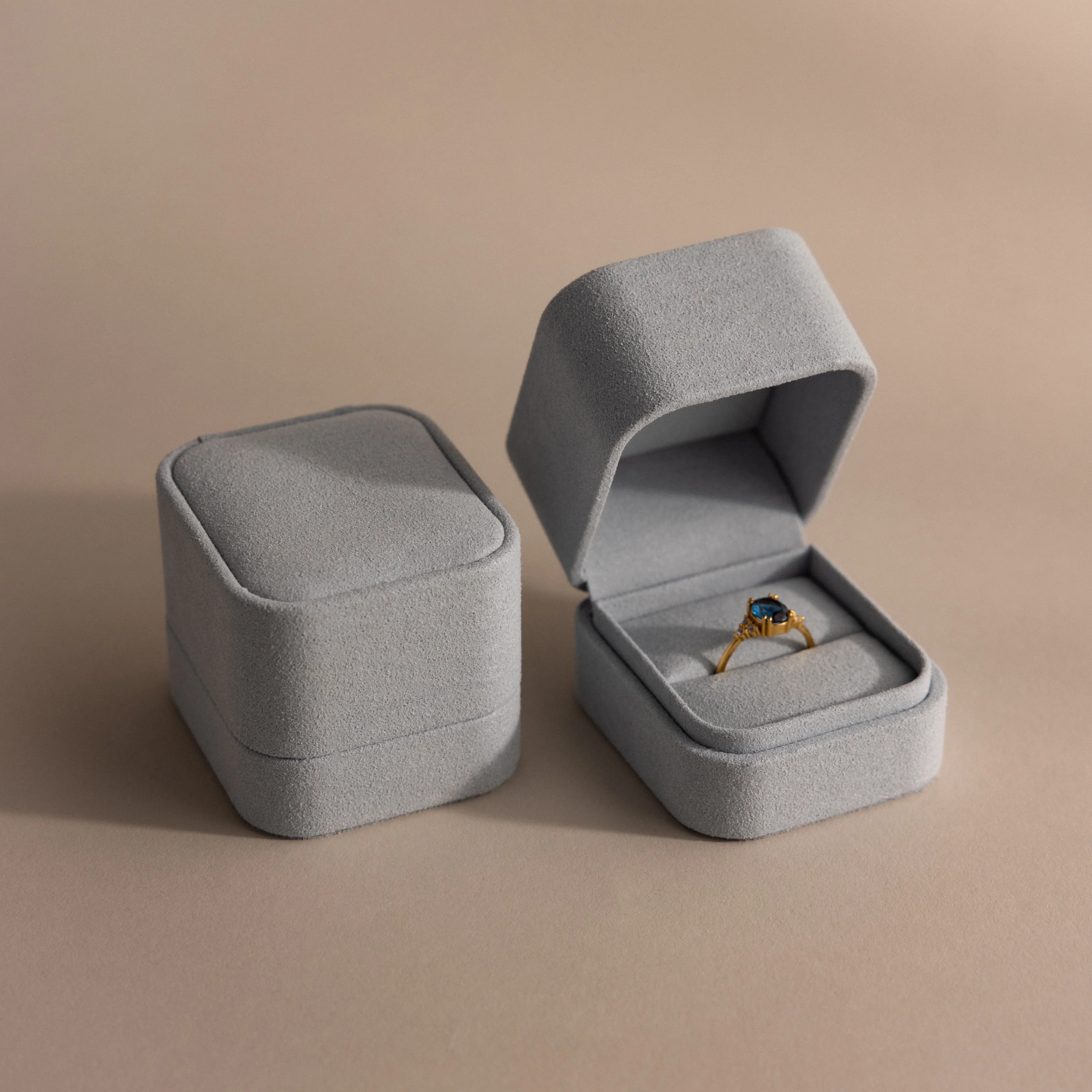 Blue Suede Ring Box