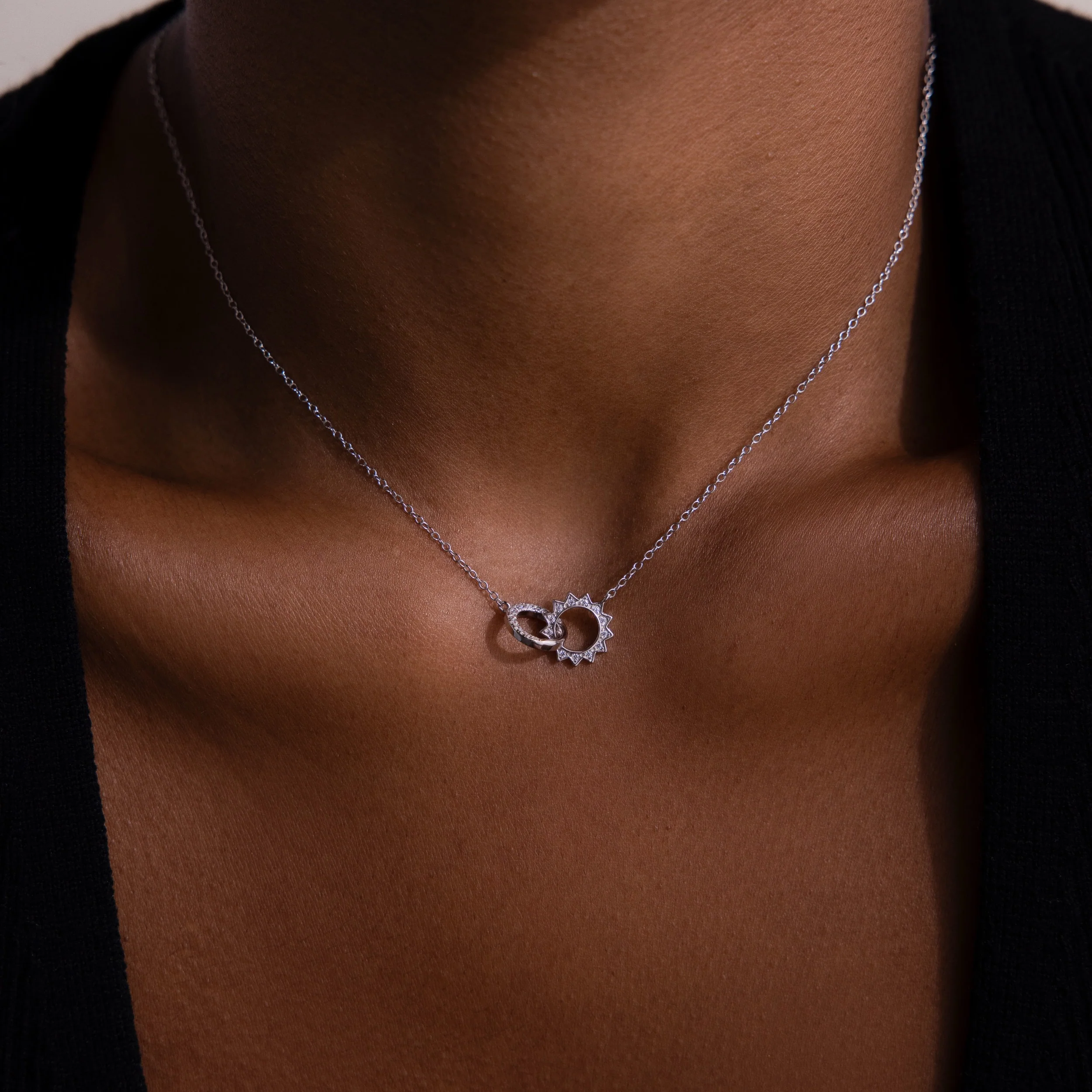 Sun & Moon Eternity Necklace in Silver - Image 2