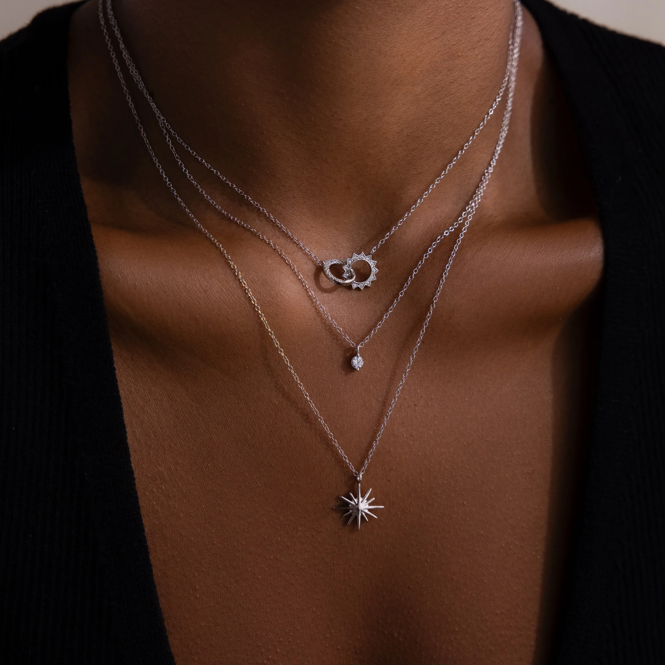 Sun & Moon Eternity Necklace in Silver - Image 4