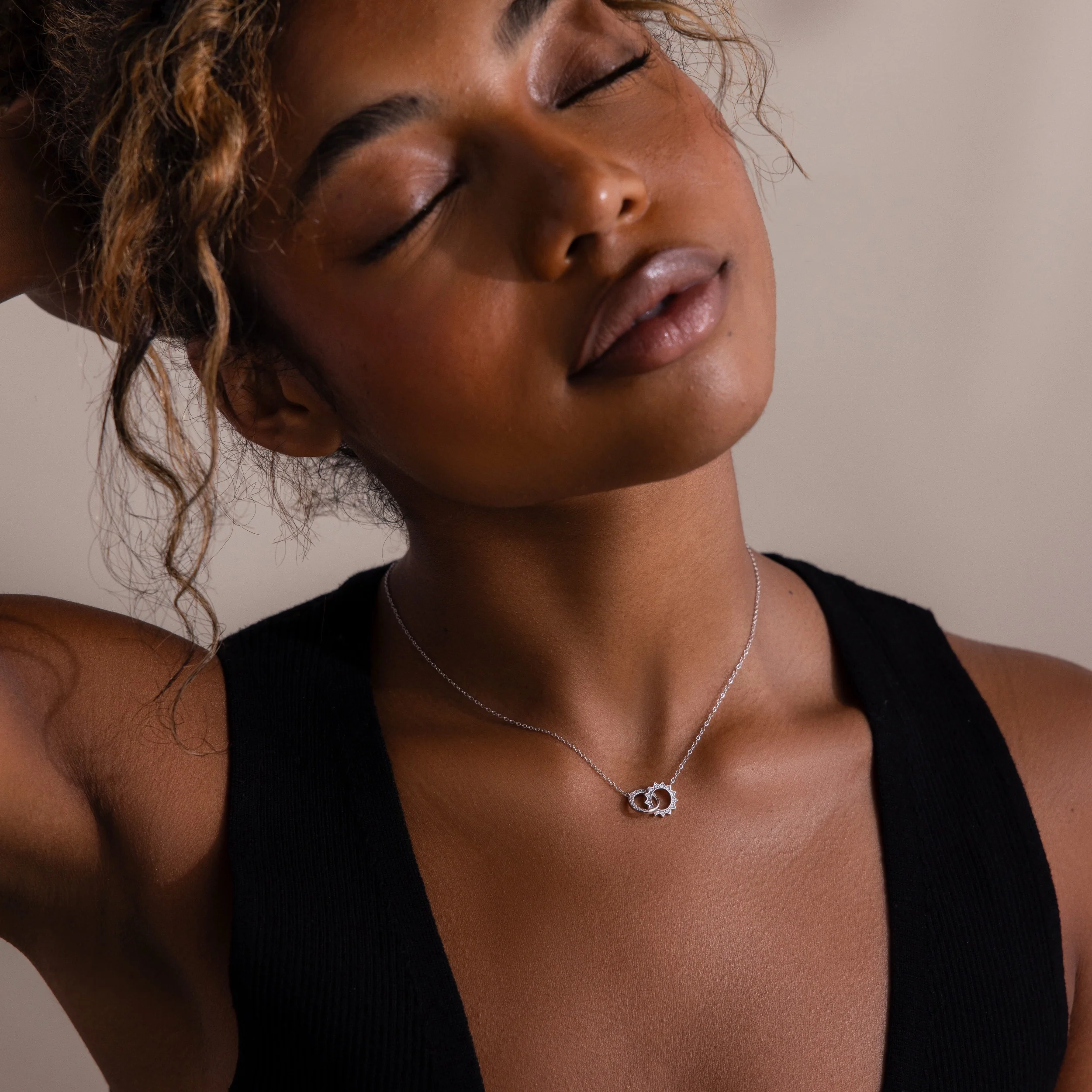 Sun & Moon Eternity Necklace in Silver - Image 5