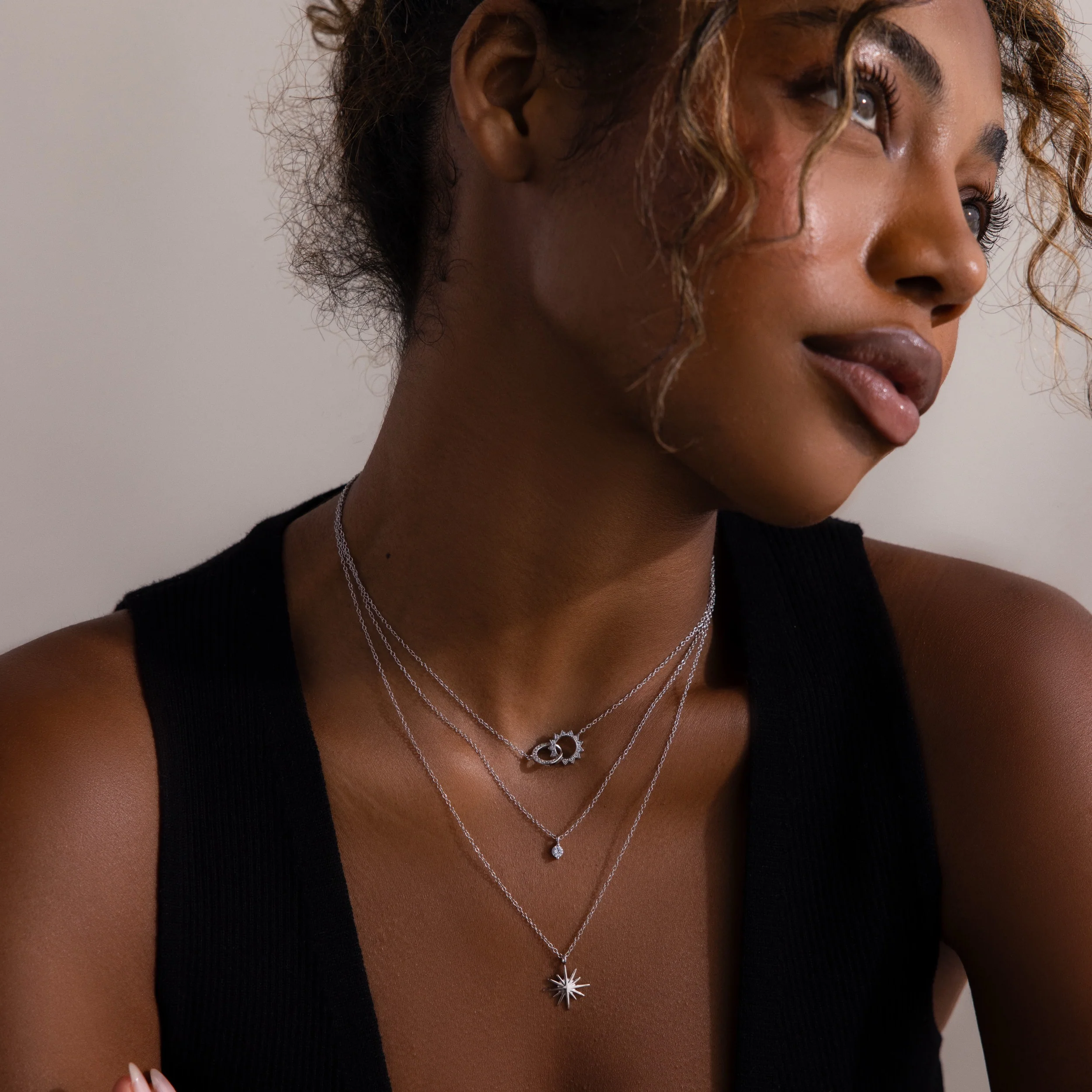Sun & Moon Eternity Necklace in Silver - Image 7
