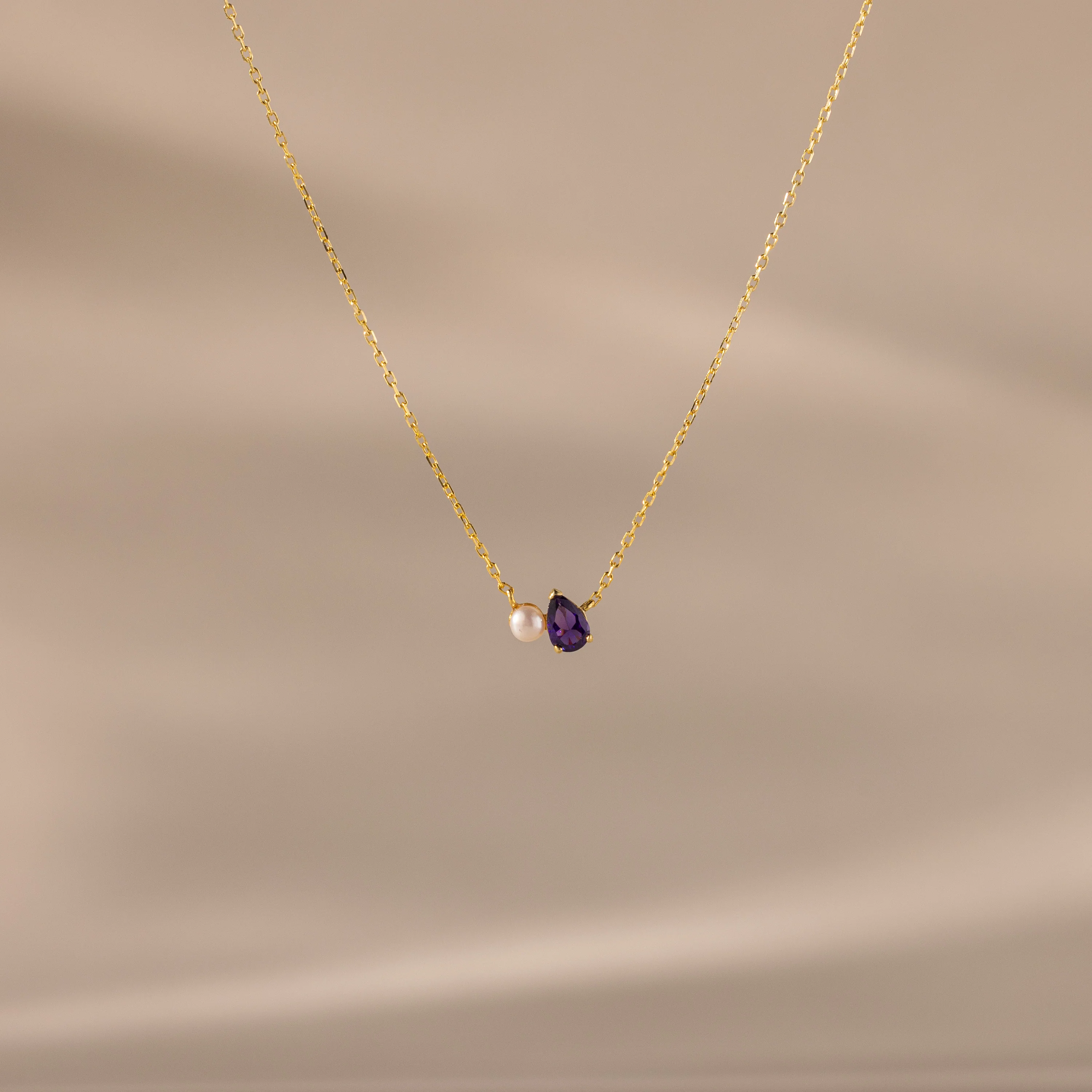 Teardrop Birthstone & Pearl Necklace - Image 2