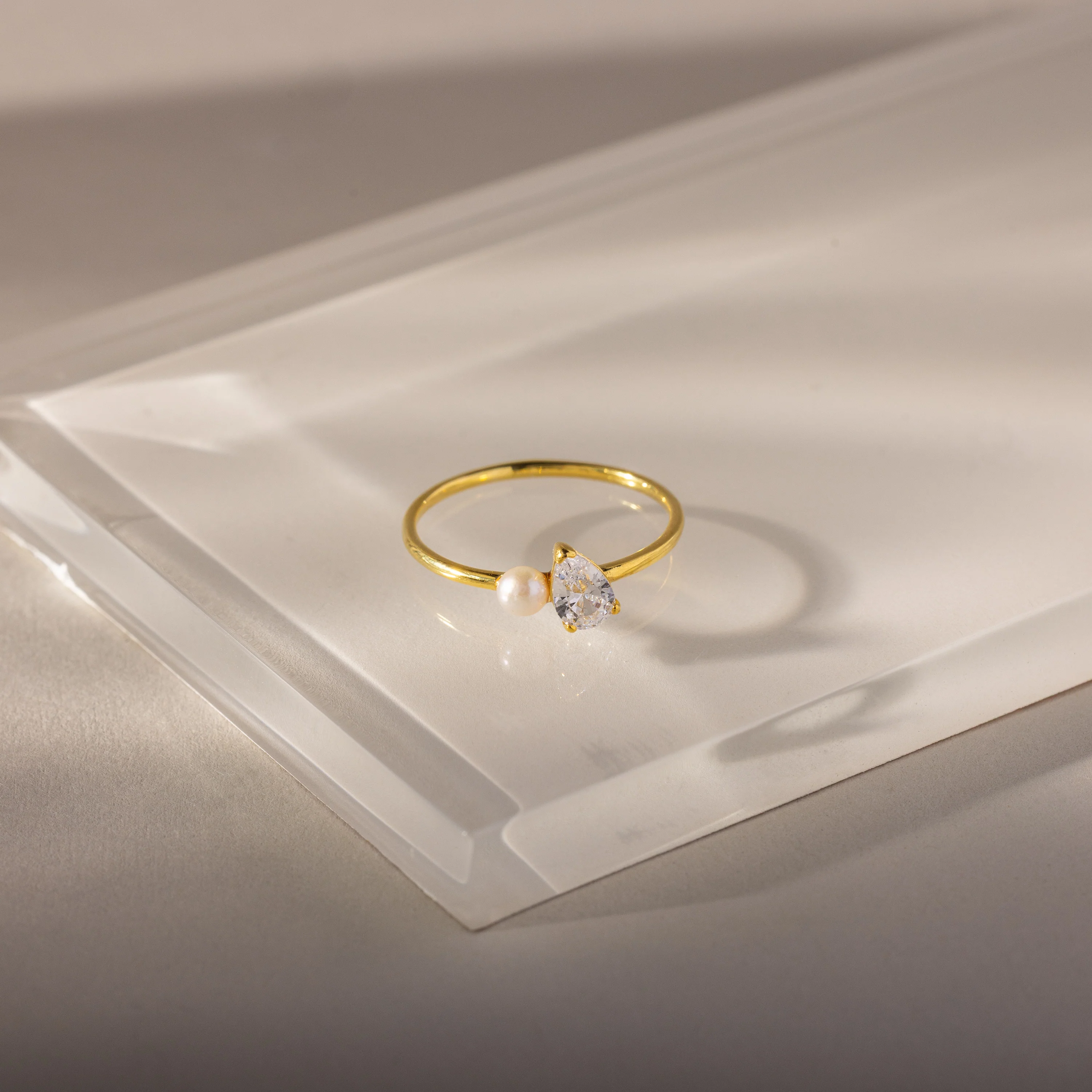 Teardrop Birthstone & Pearl Ring - Image 6