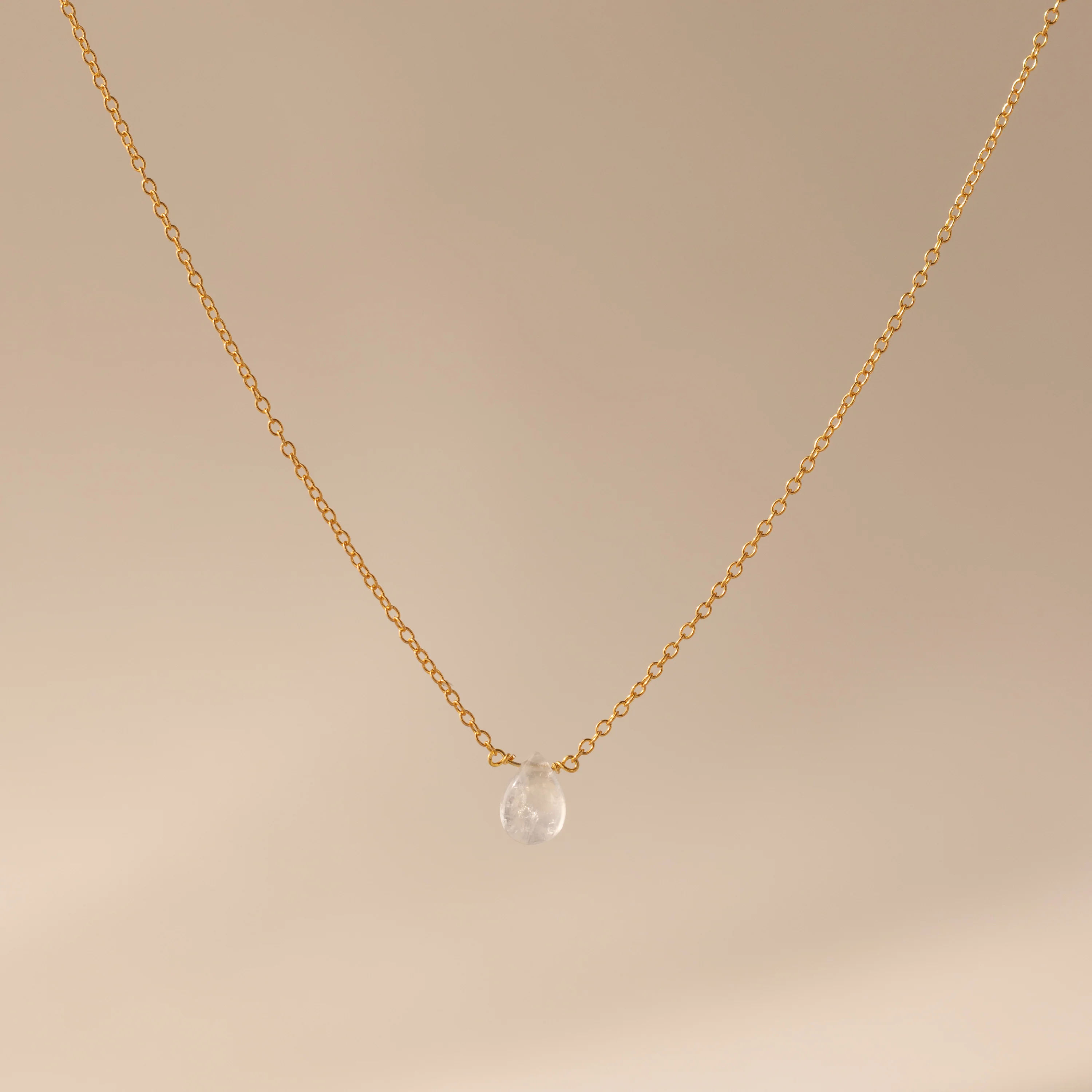 Teardrop Moonstone Necklace in 18K Gold - Image 3