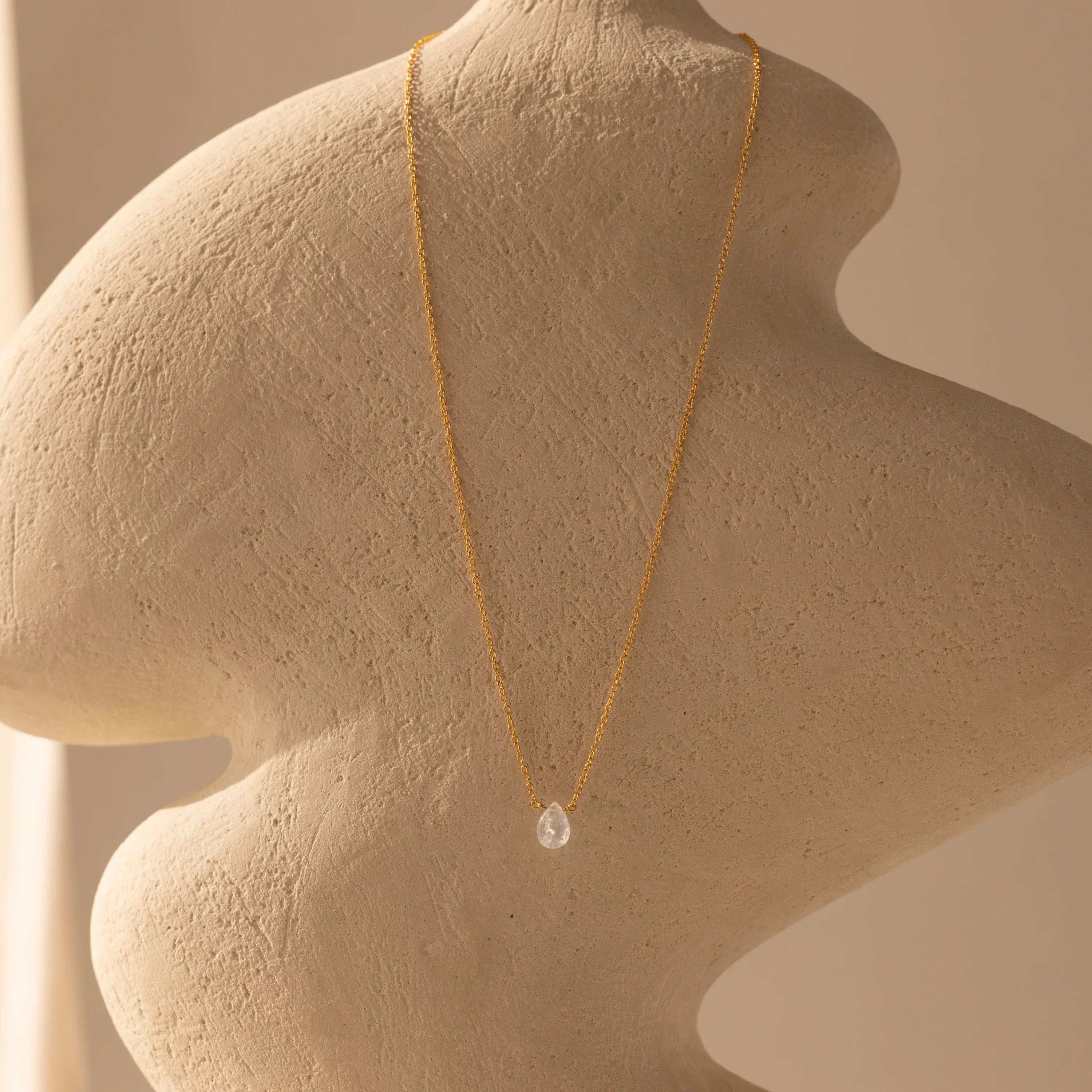 Teardrop Moonstone Necklace in 18K Gold - Image 7