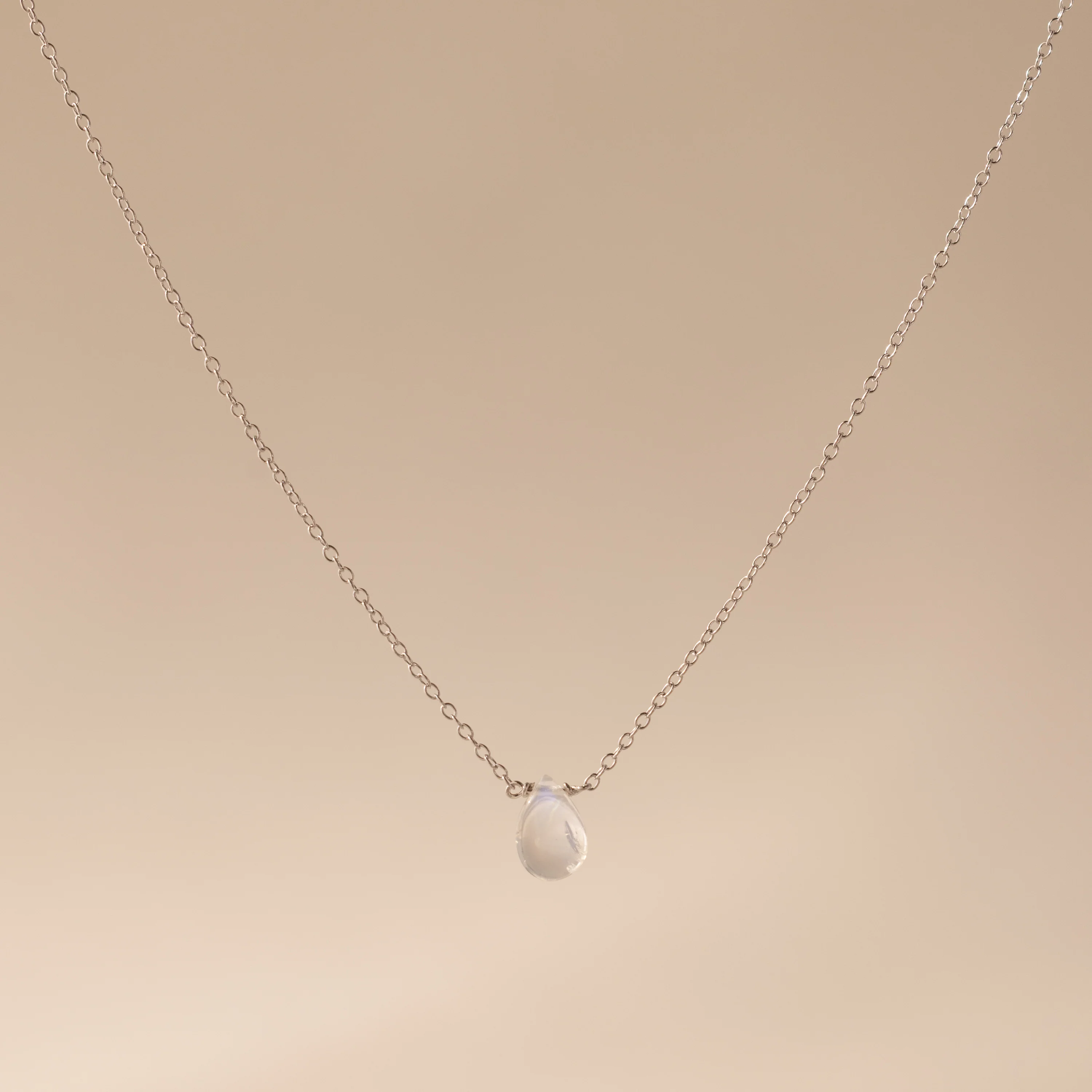 Teardrop Moonstone Necklace in Silver - Image 3