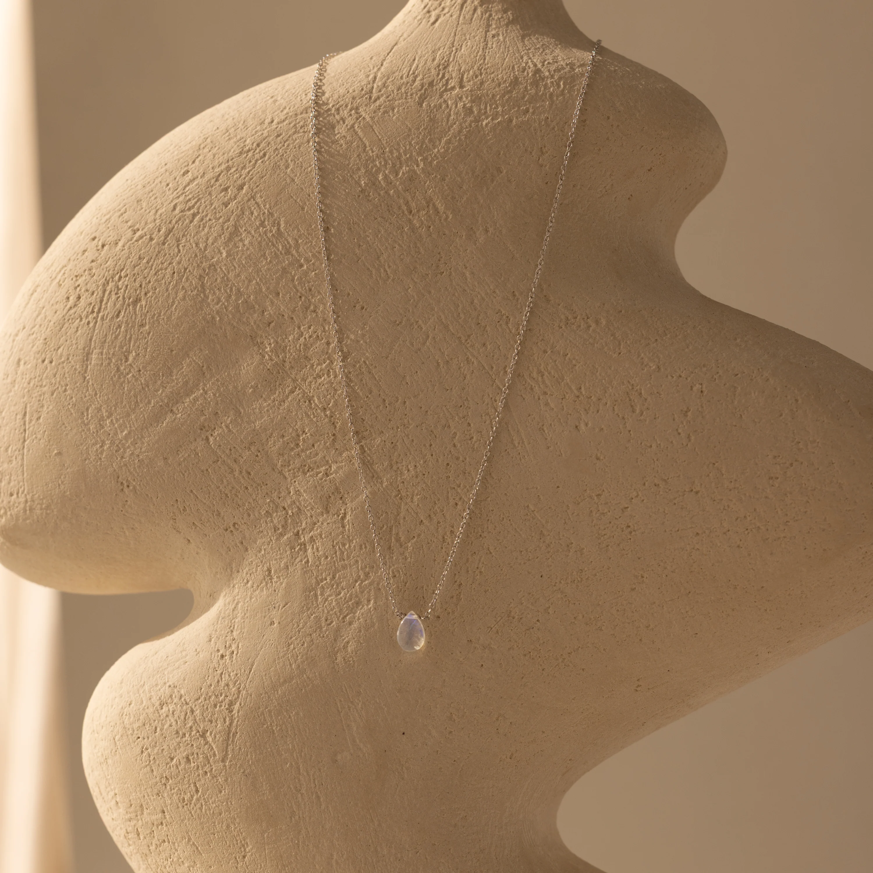 Teardrop Moonstone Necklace in Silver - Image 8