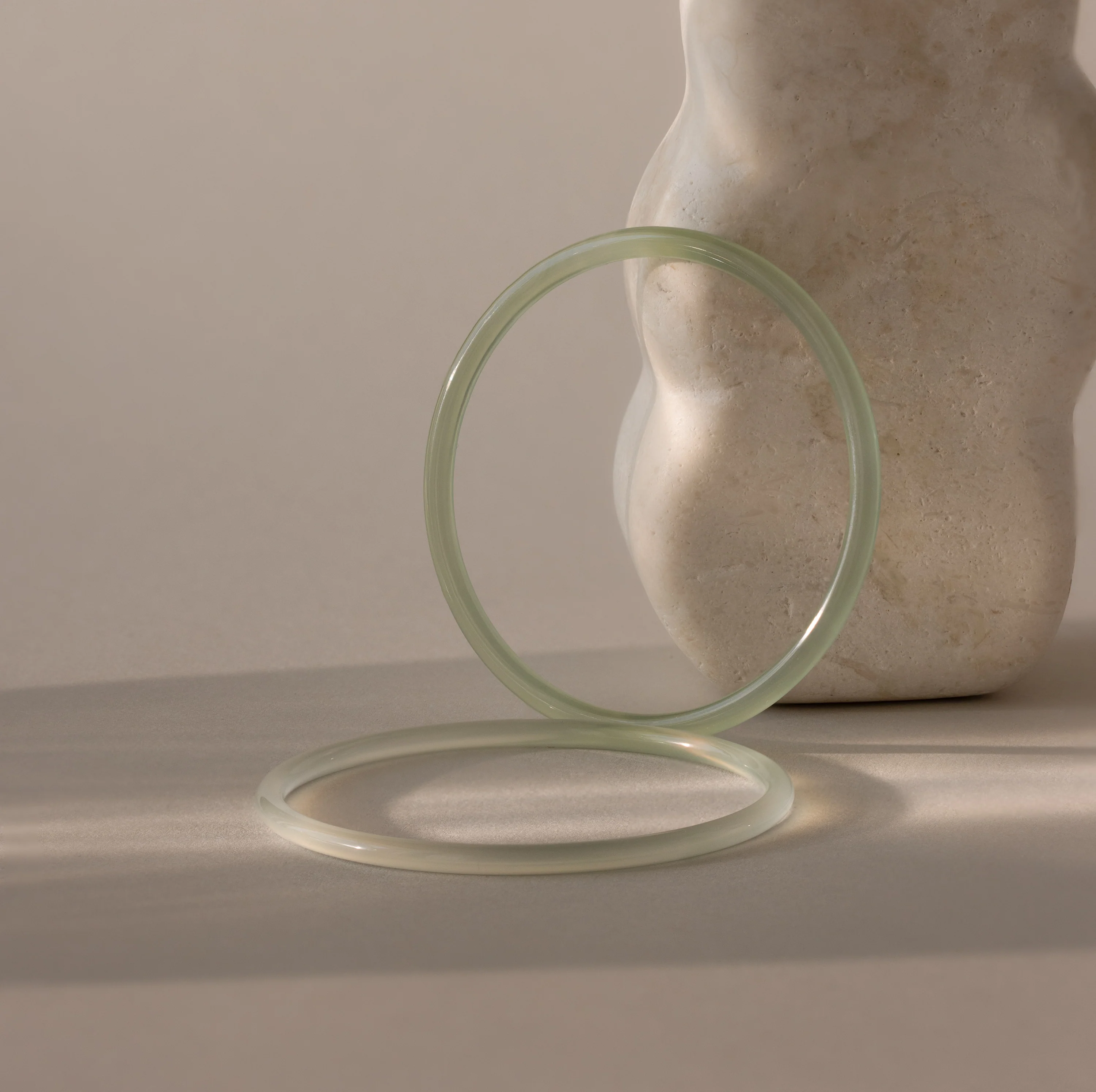 Thin Green Jade Bangle Set - Image 5