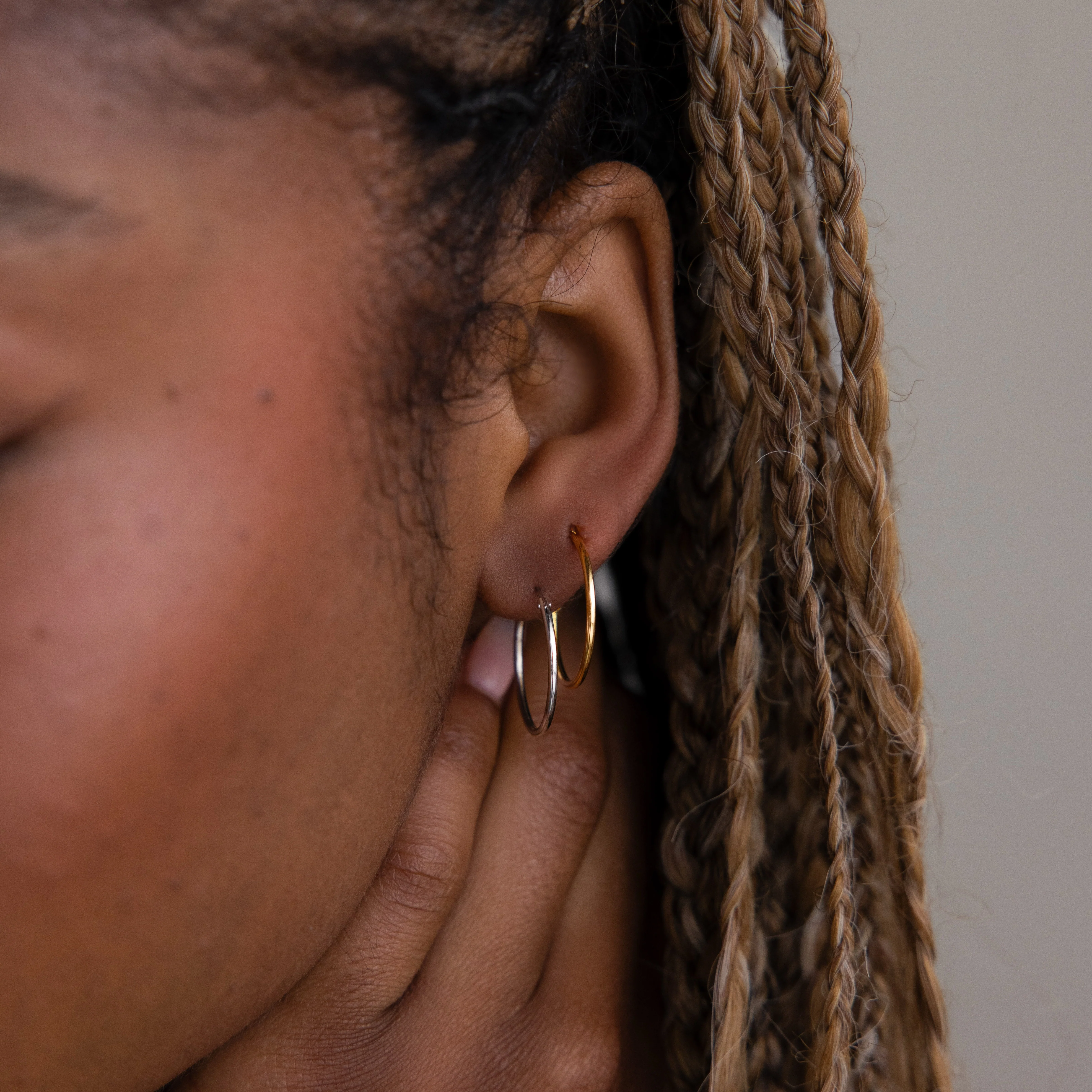Thin Hoop Earrings - Image 4