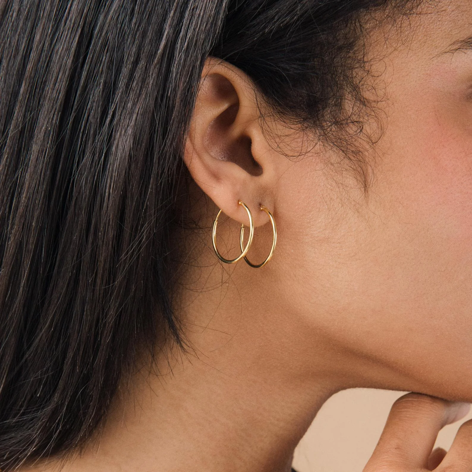 Thin Hoop Earrings - Image 5