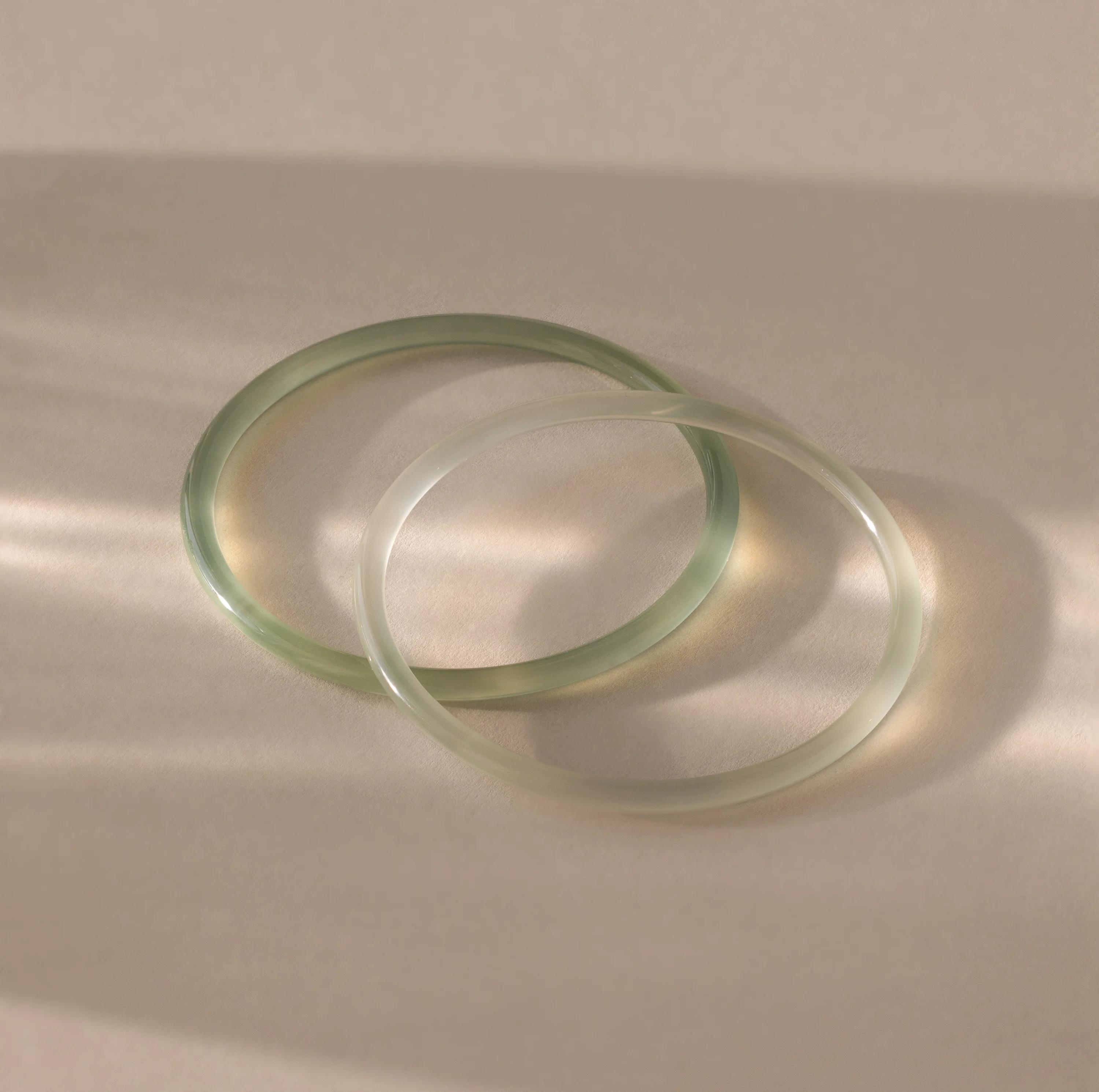Thin Green Jade Bangle Set