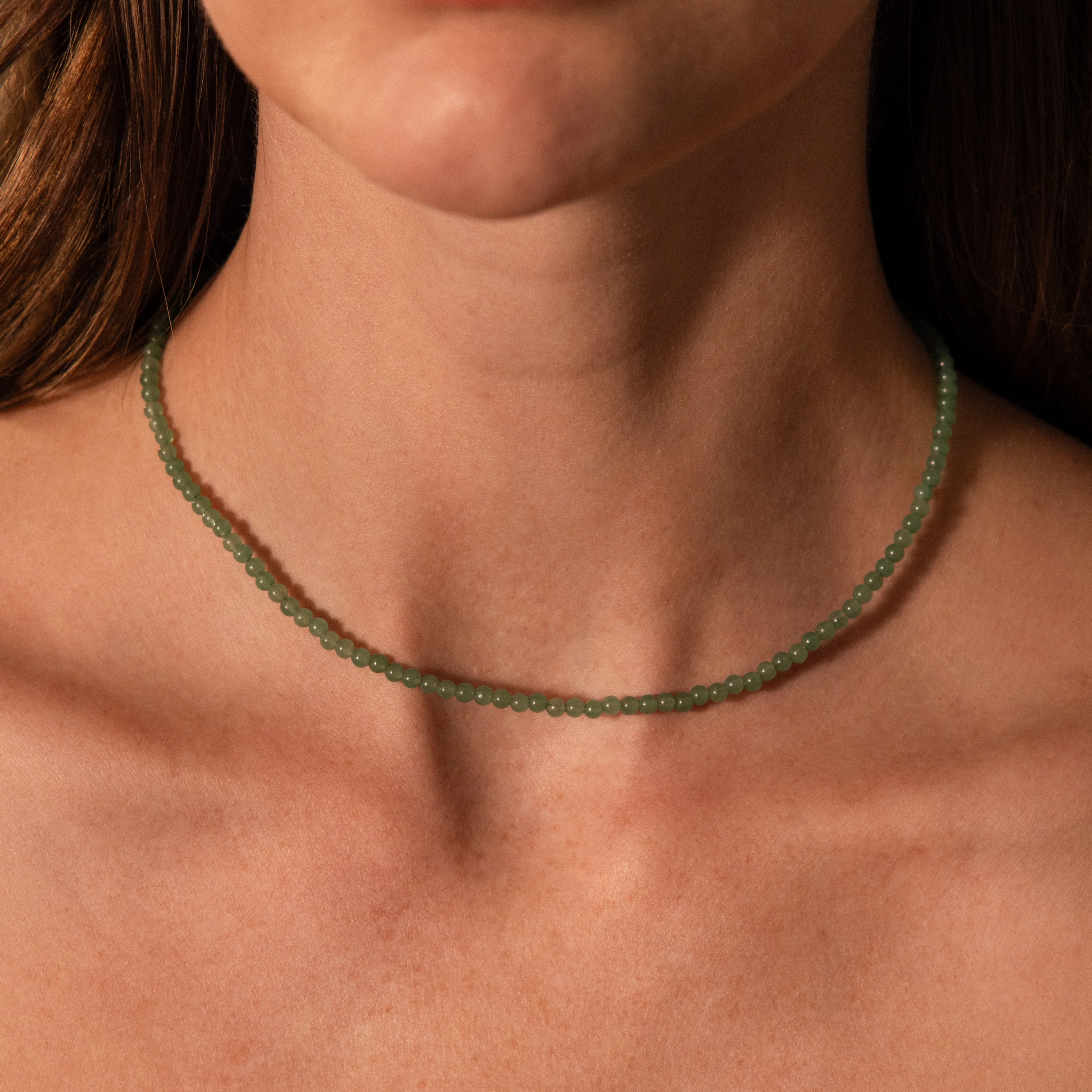 Tiny Aventurine Choker Necklace in 18K Gold - Image 2