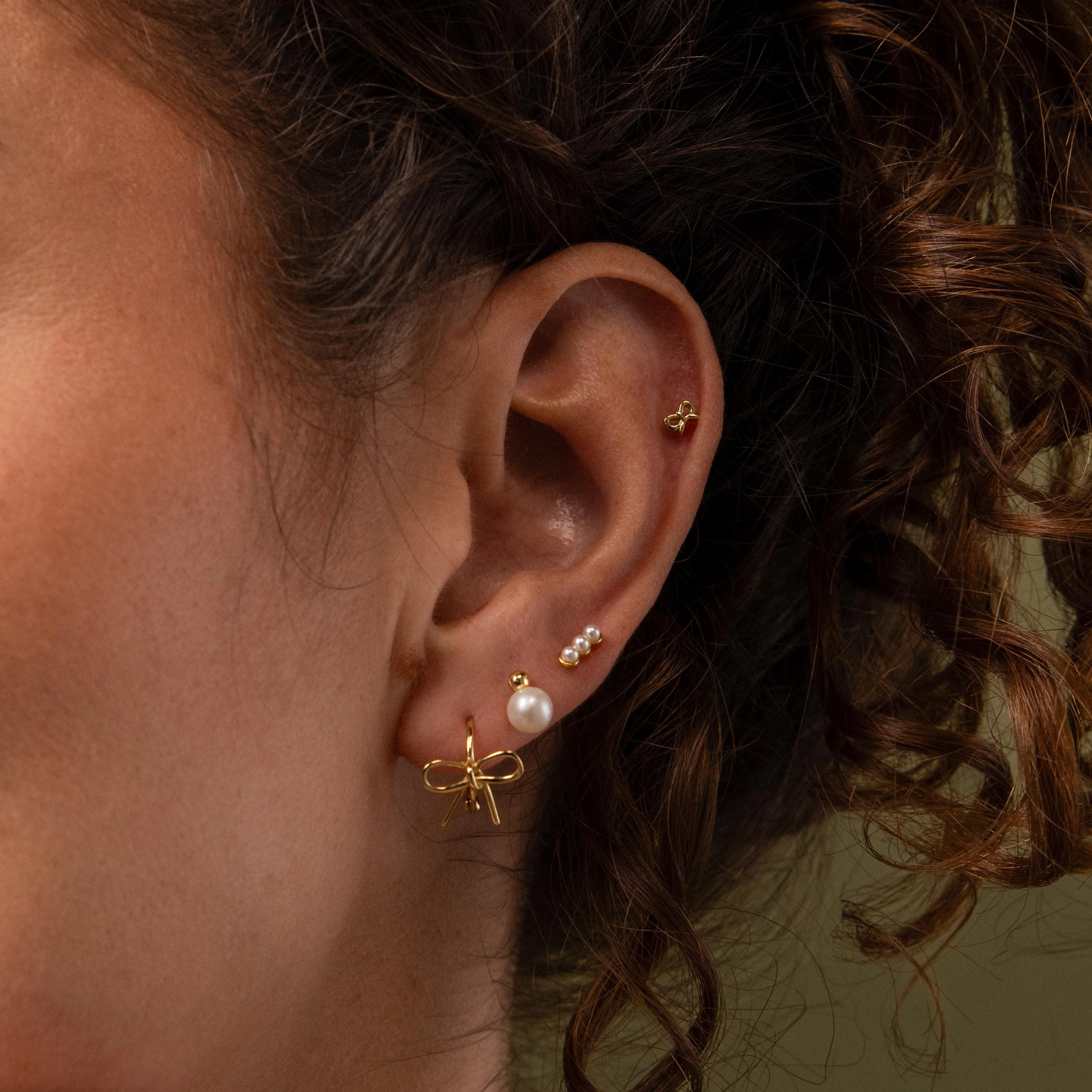 Tiny Bow Flatback Studs in 18K Gold - Image 4