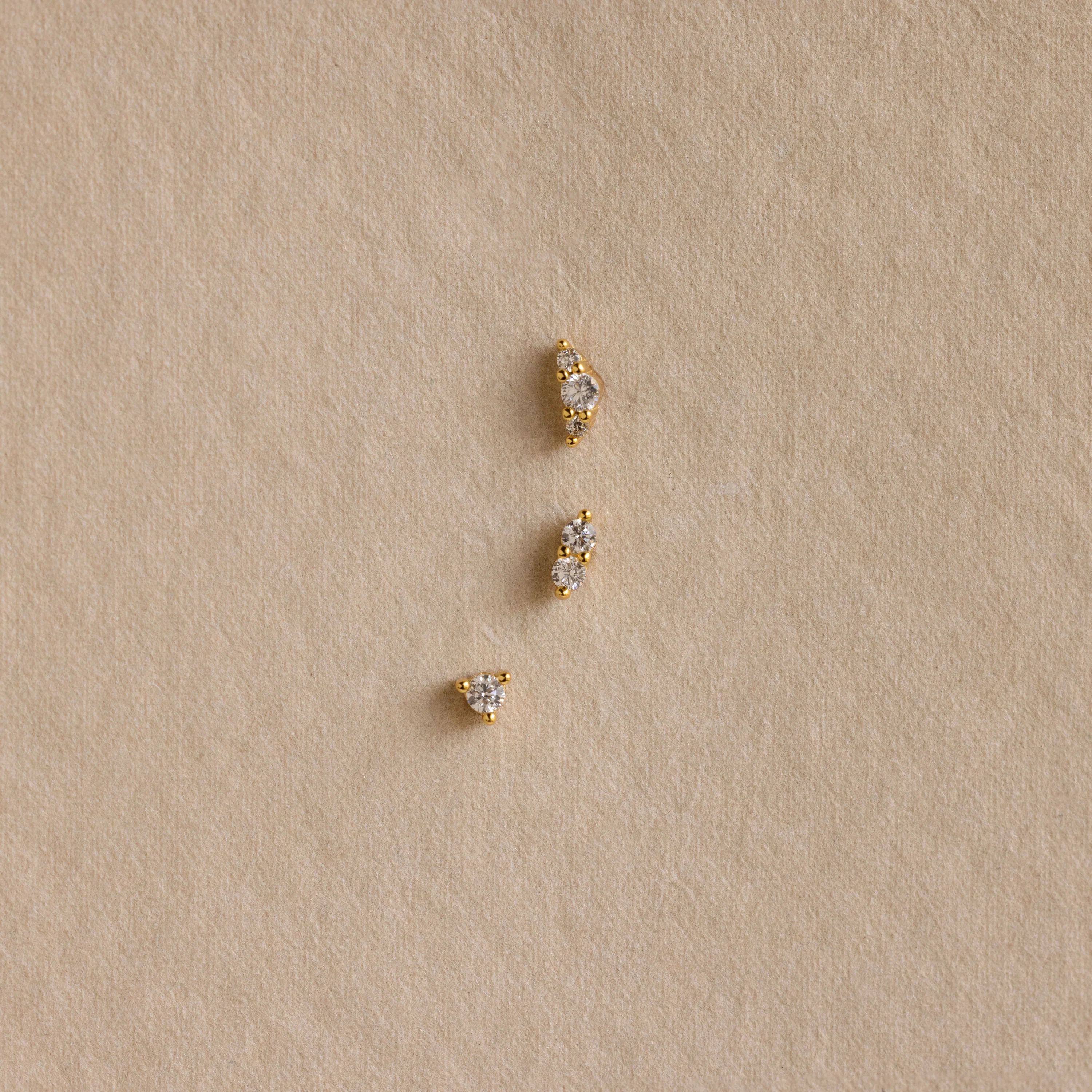 Tiny Diamond Flatback Studs Set in 18K Gold - Image 5