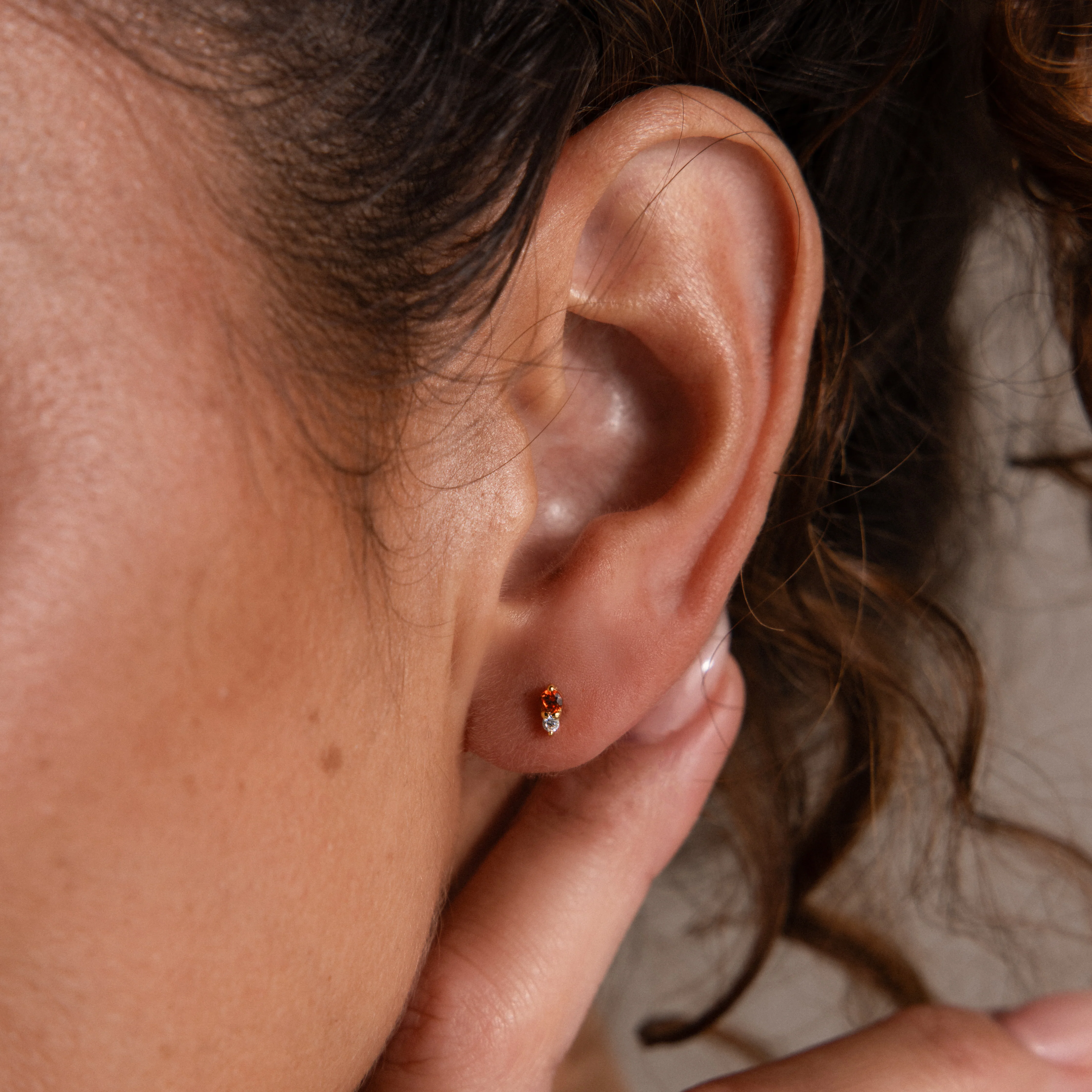 Tiny Duo Alexandrite Flatback Studs - Image 2