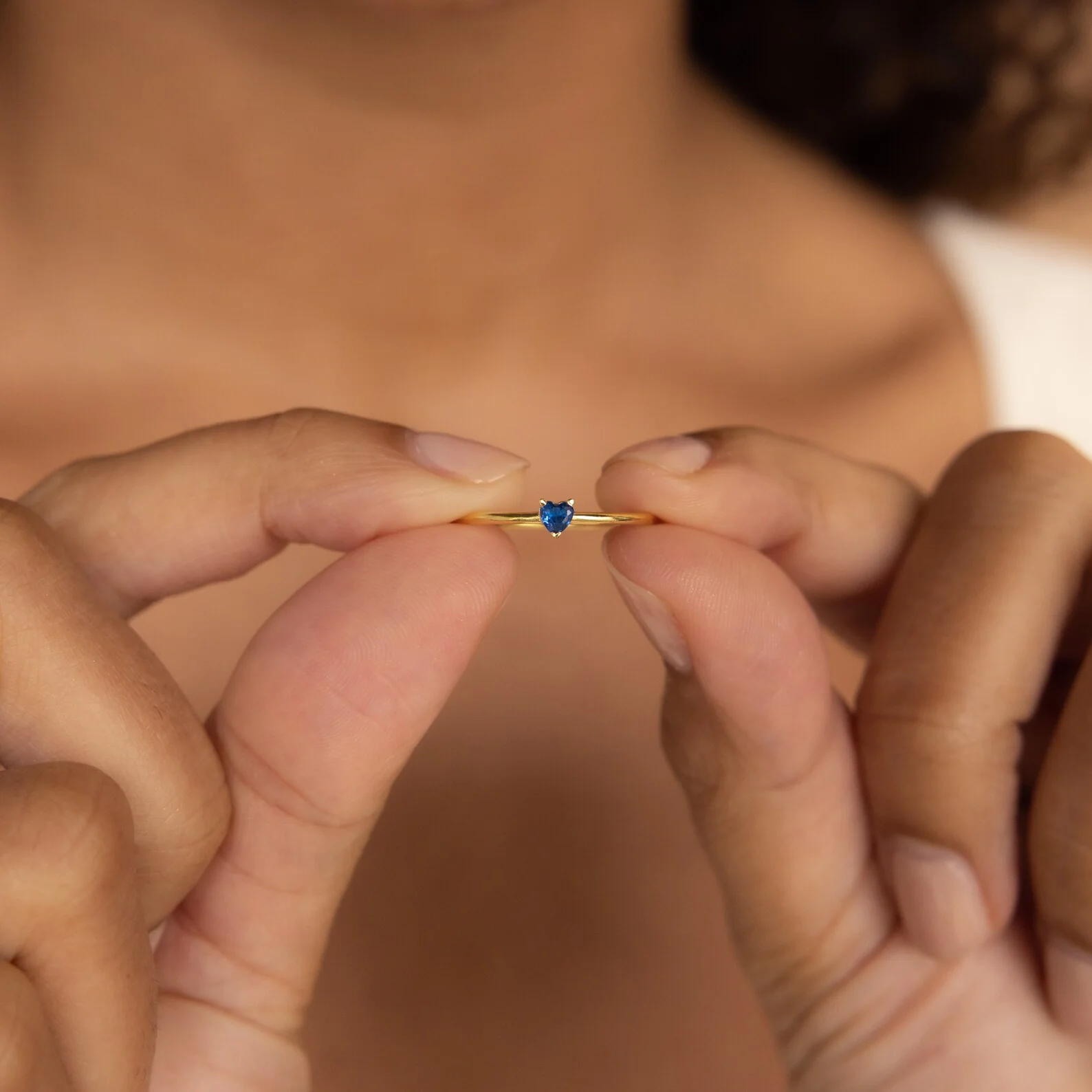 Tiny Heart Birthstone Ring - Image 4