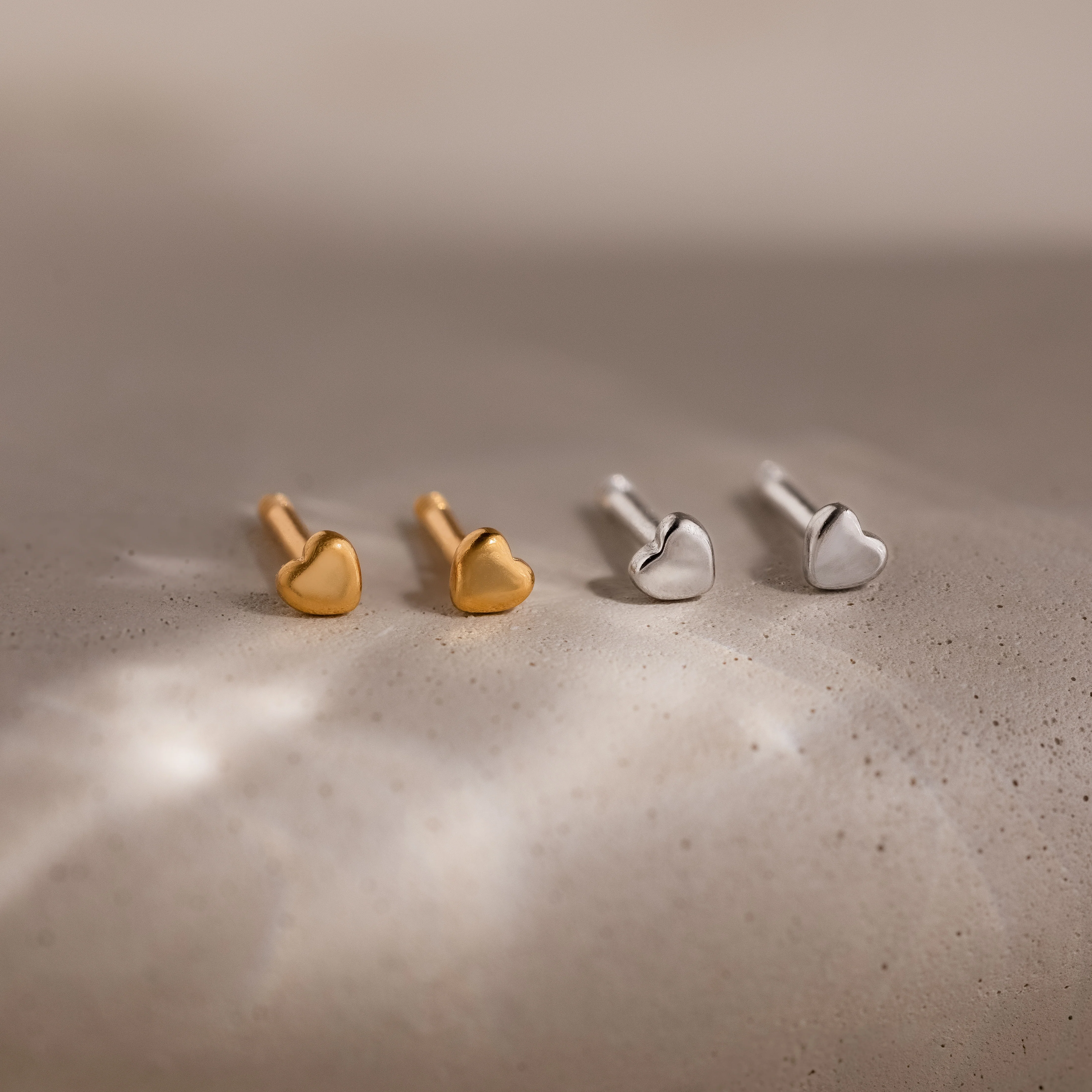 Tiny Heart Studs in Silver - Image 3