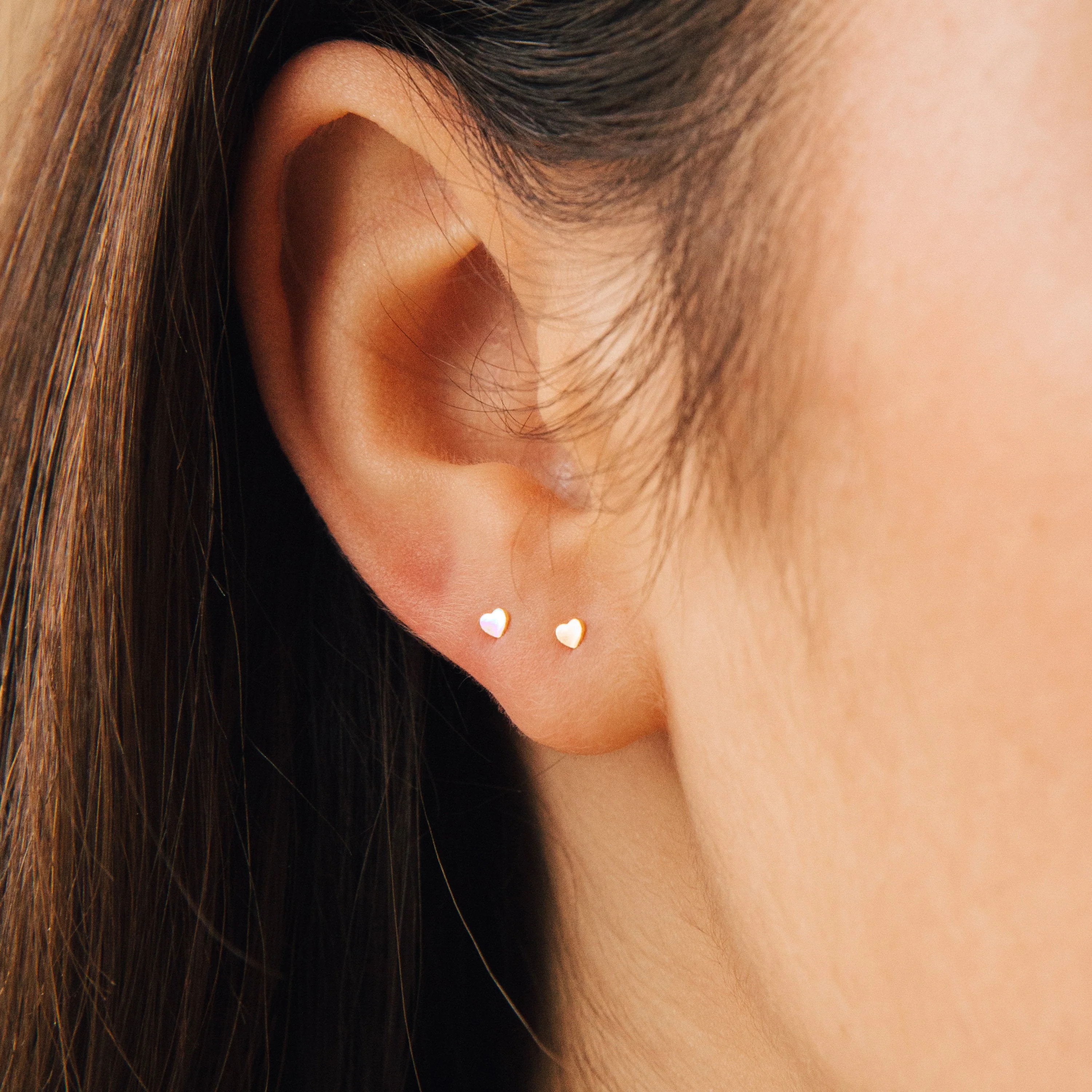 Tiny Heart Studs in 18K Gold - Image 4