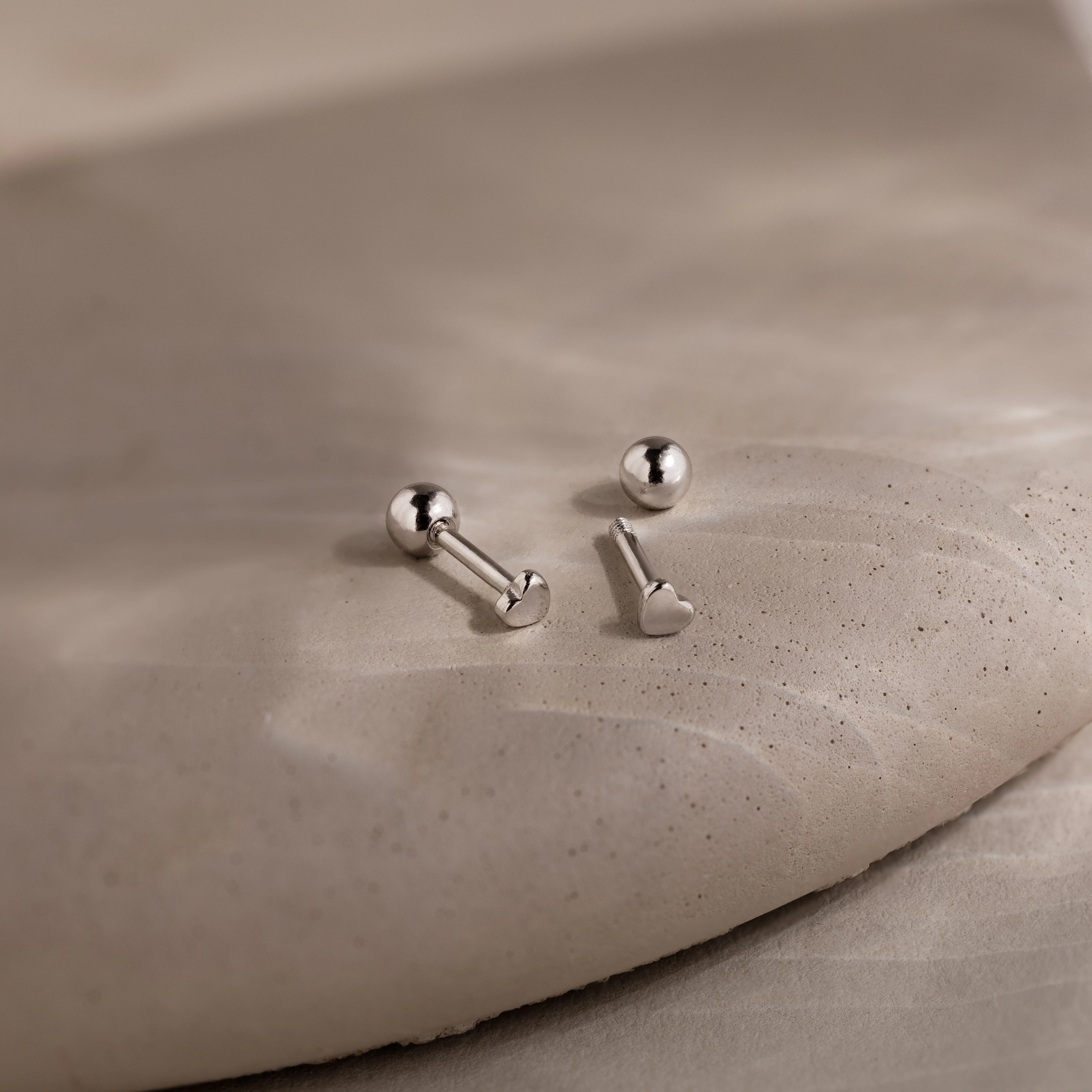 Tiny Heart Studs in Silver - Image 2