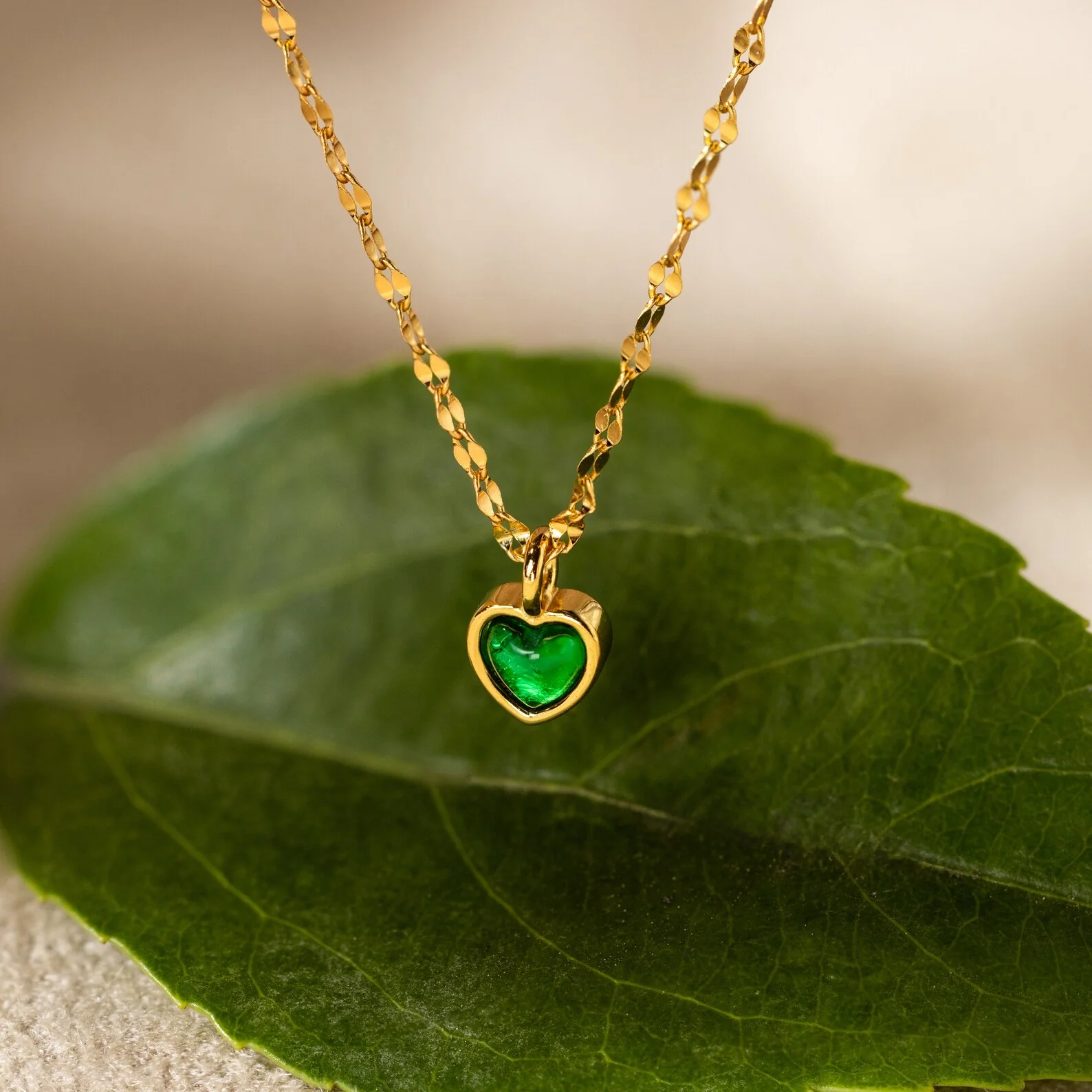 Tiny Jade Heart Necklace - Image 2