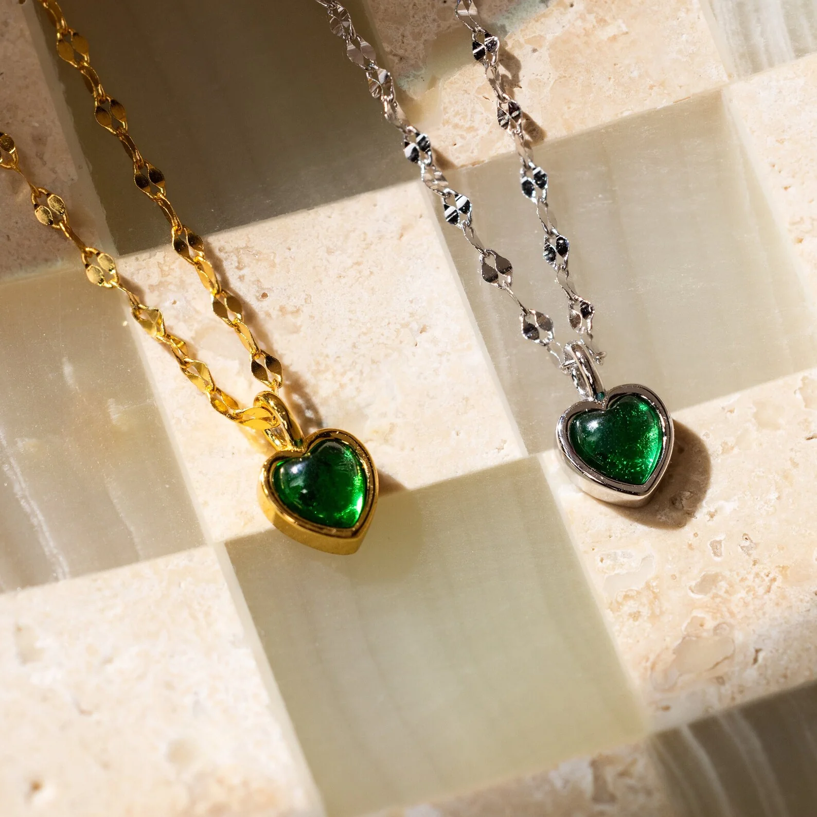 Tiny Jade Heart Necklace - Image 3