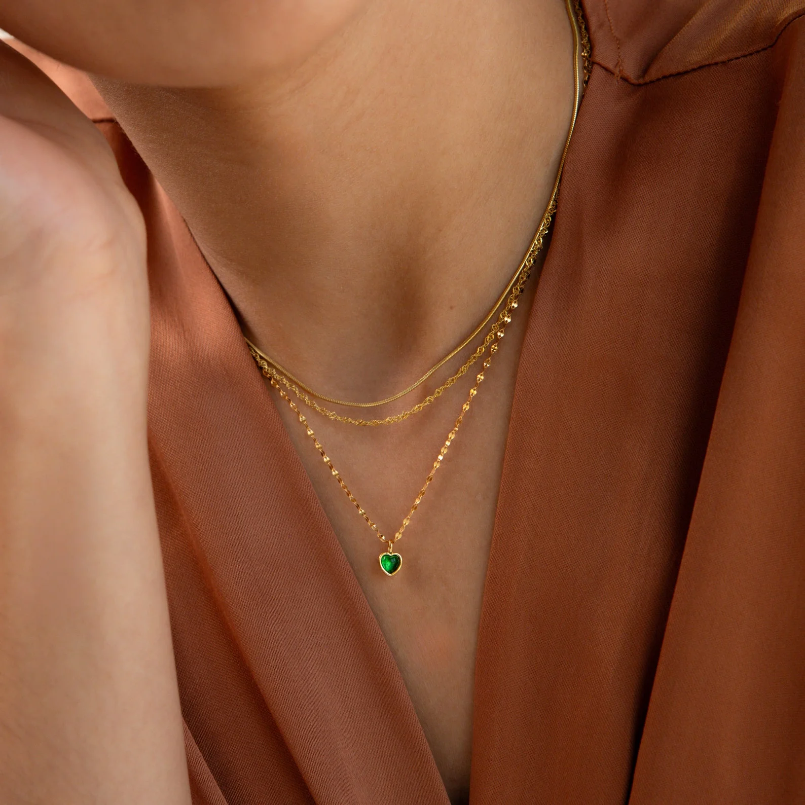 Tiny Jade Heart Necklace - Image 6