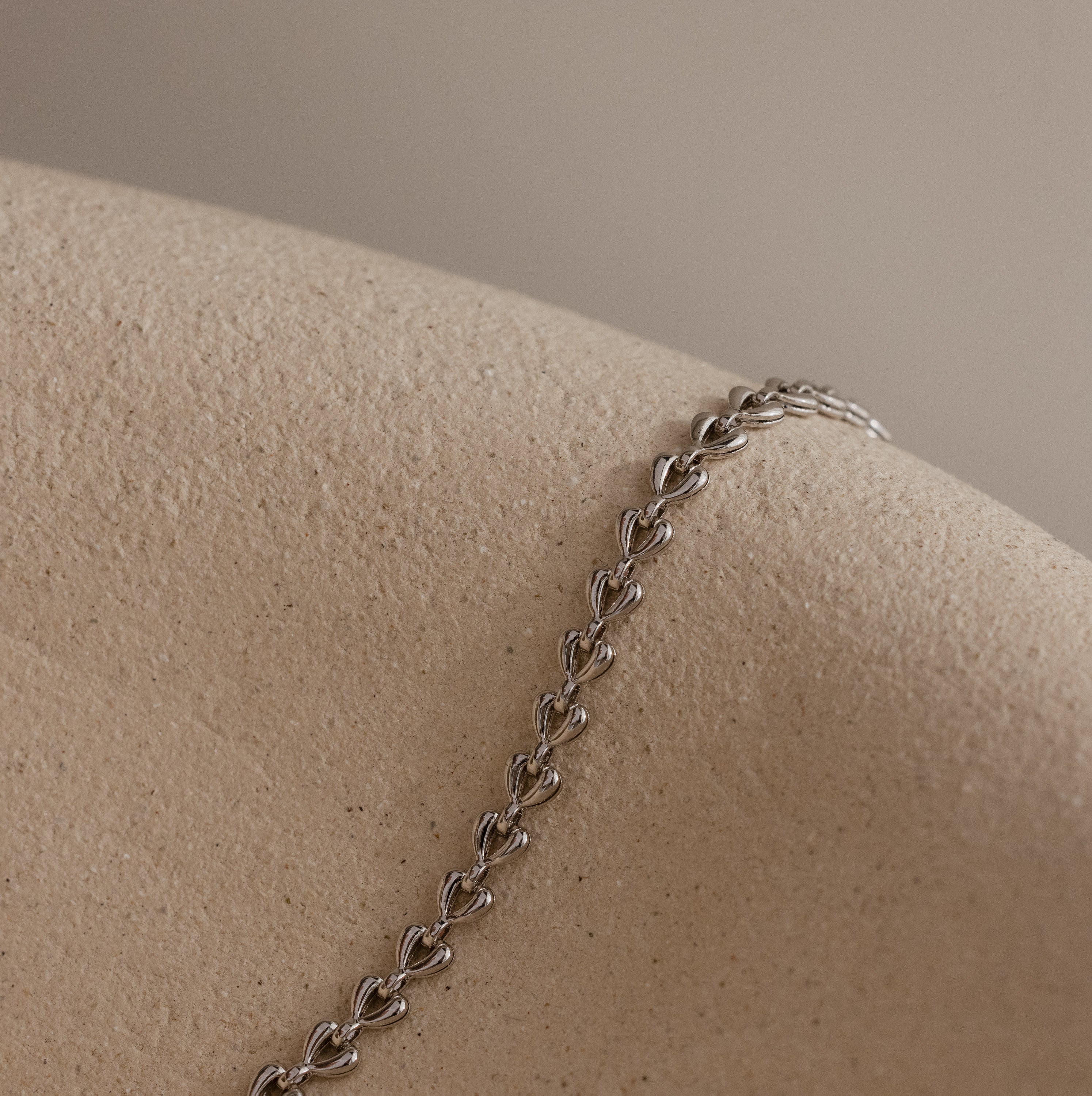 Tiny Link Heart Bracelet in Silver - Image 3