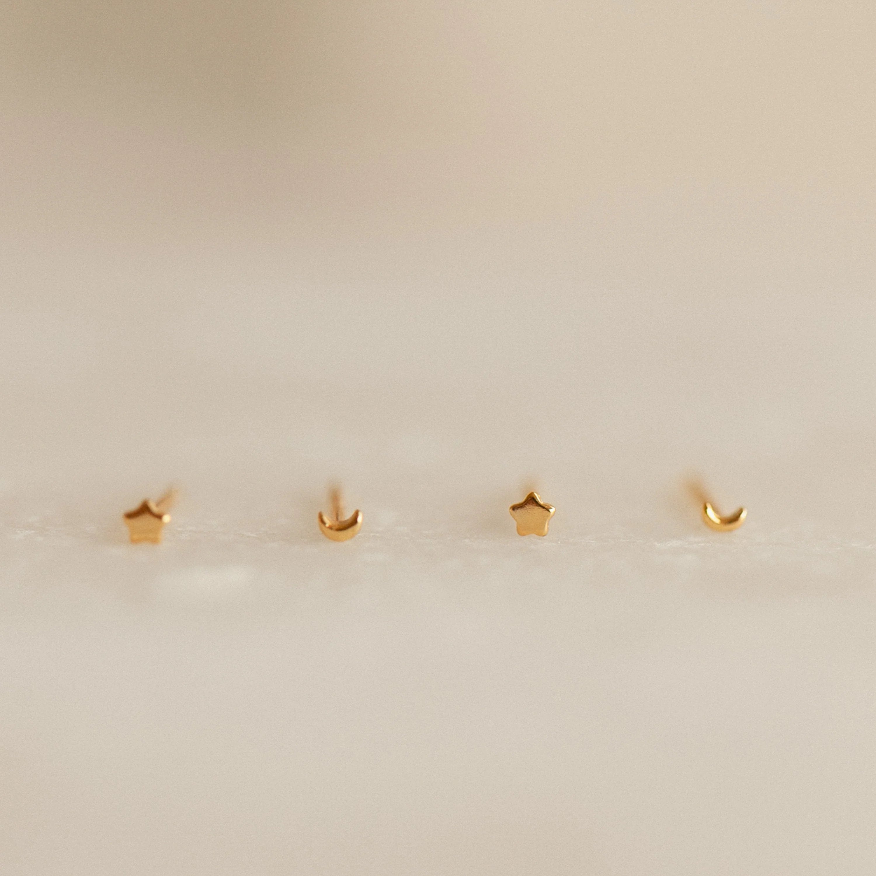 Tiny Moon & Star Studs in 18K Gold - Image 3