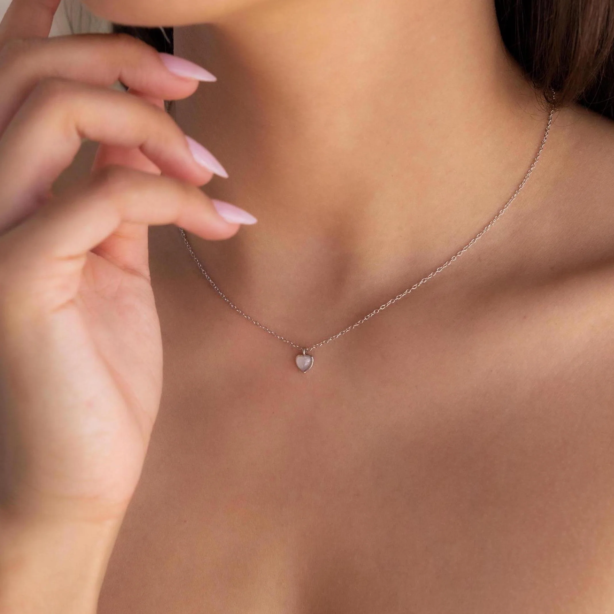 Tiny Rose Quartz Heart Necklace - Image 4