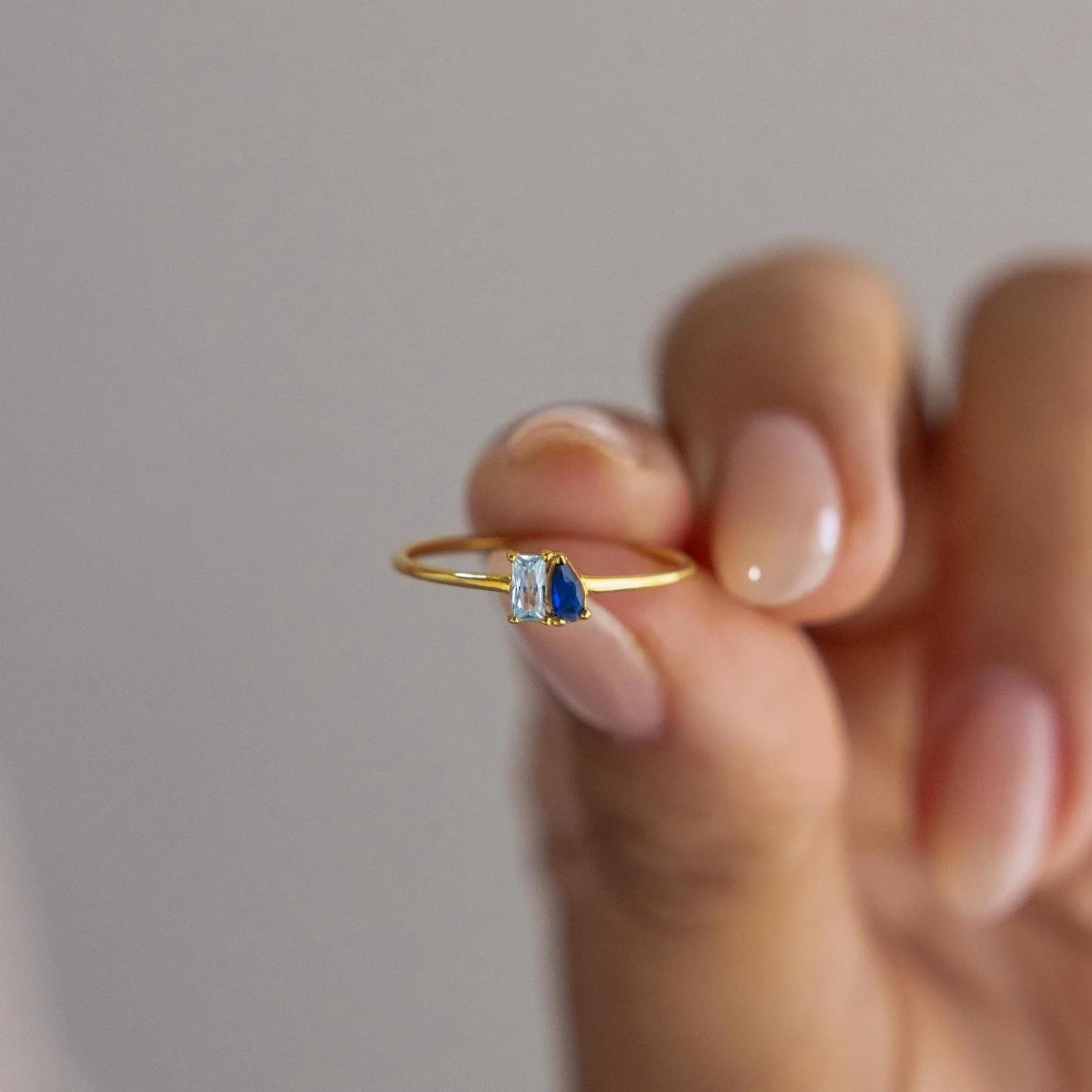 Tiny Toi et Moi Birthstone Ring - Image 2