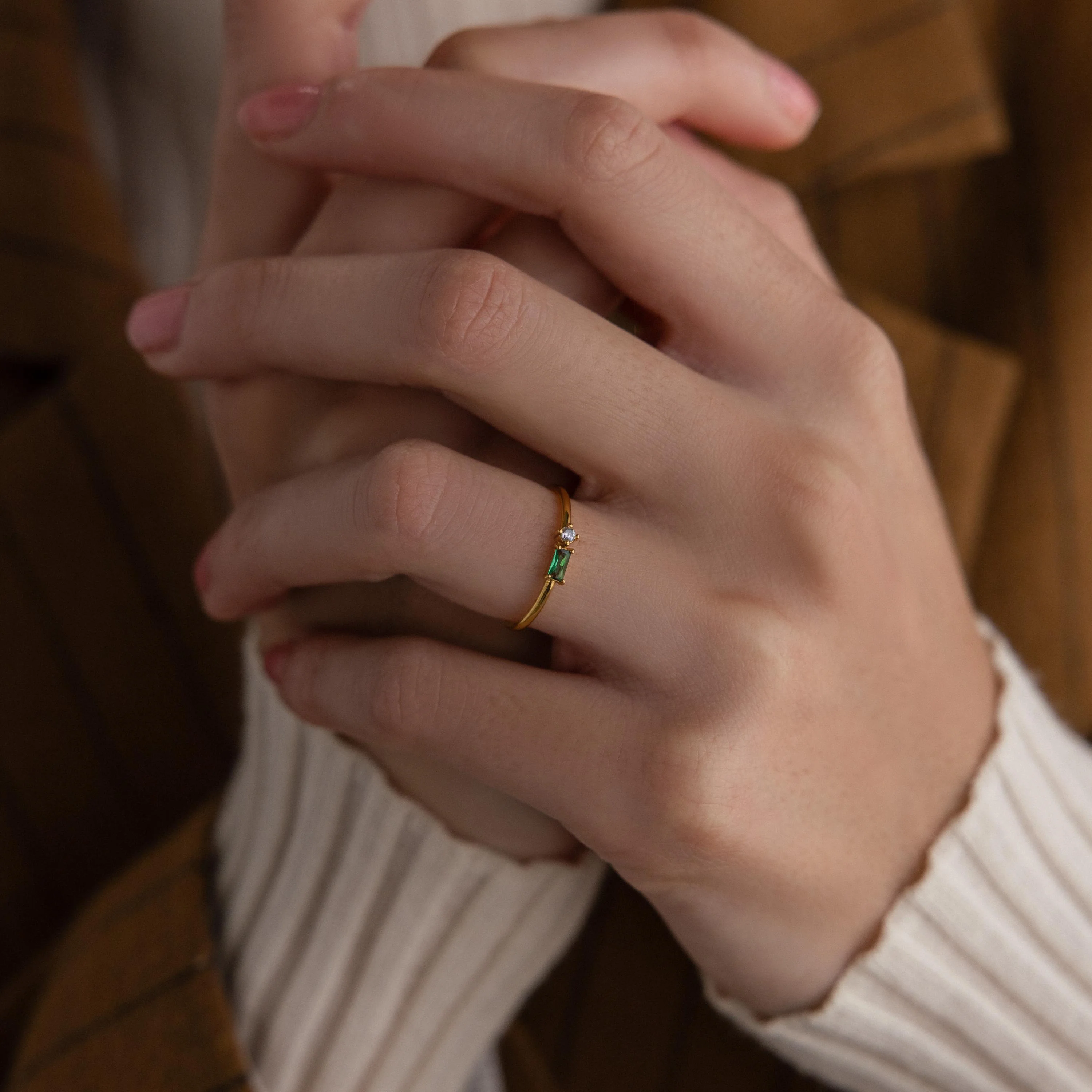 Toi et Moi Baguette Birthstone Ring - Image 2