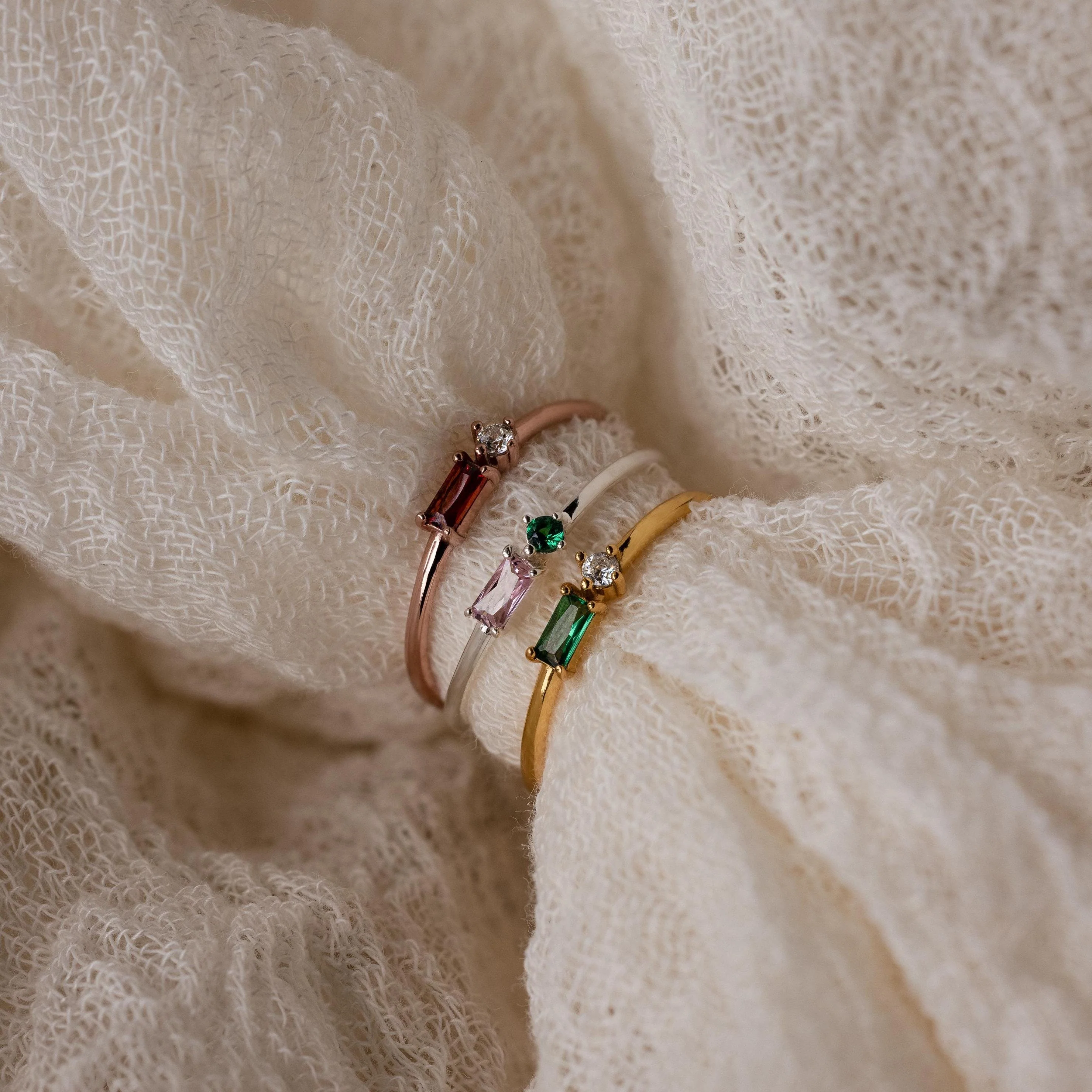 Toi et Moi Baguette Birthstone Ring - Image 3