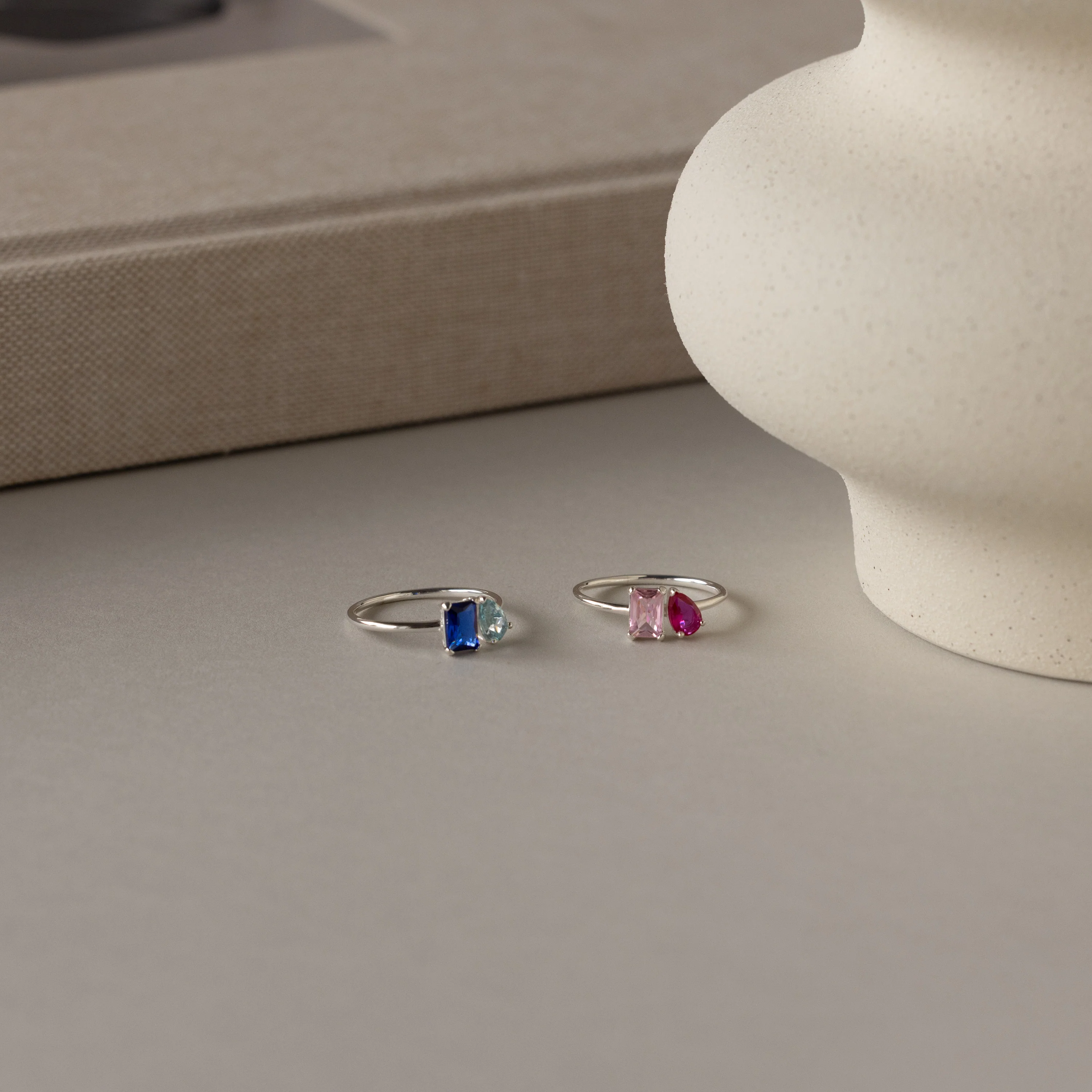 Toi et Moi Birthstone Ring in Silver - Image 3