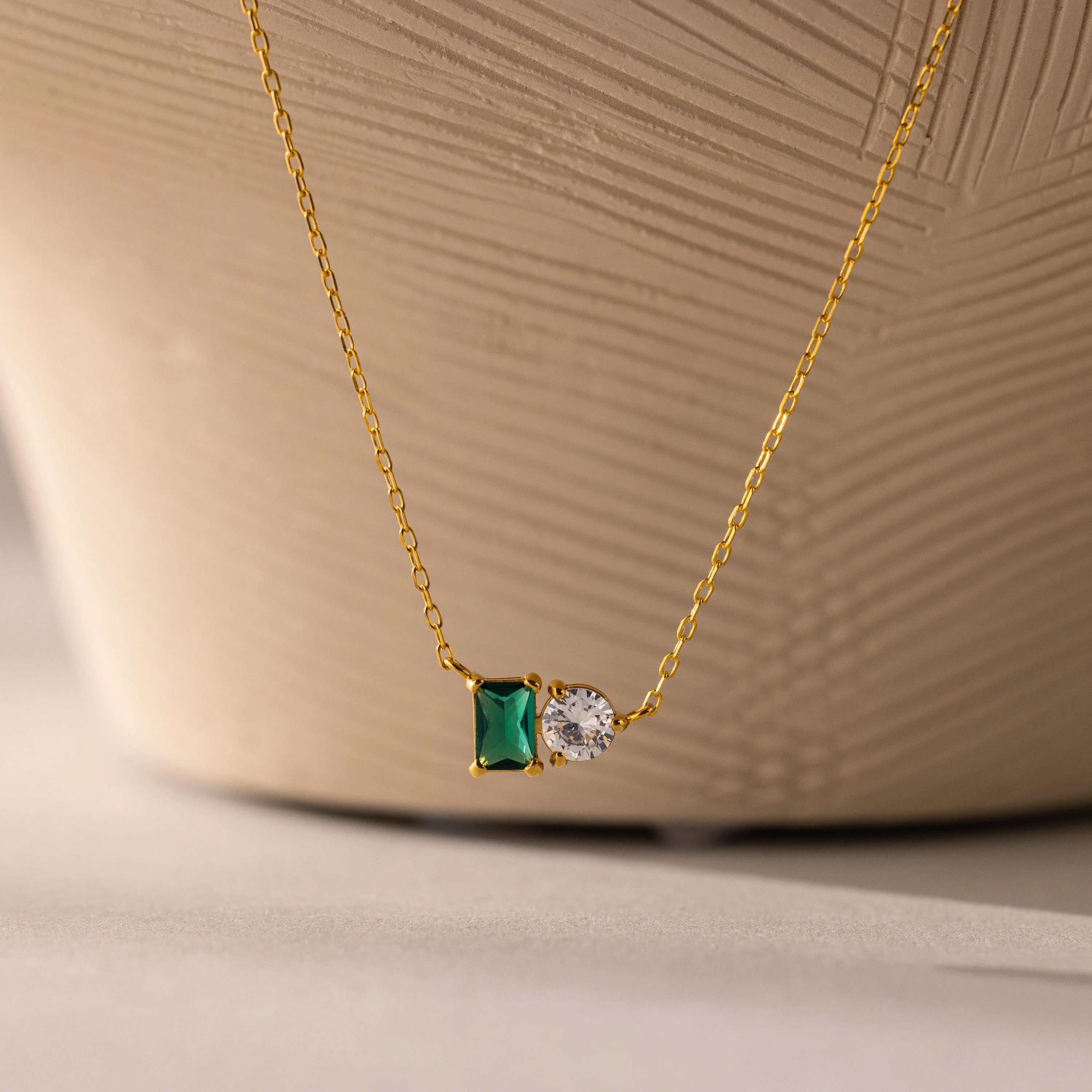 Toi et Moi Emerald Birthstone Necklace - Image 5