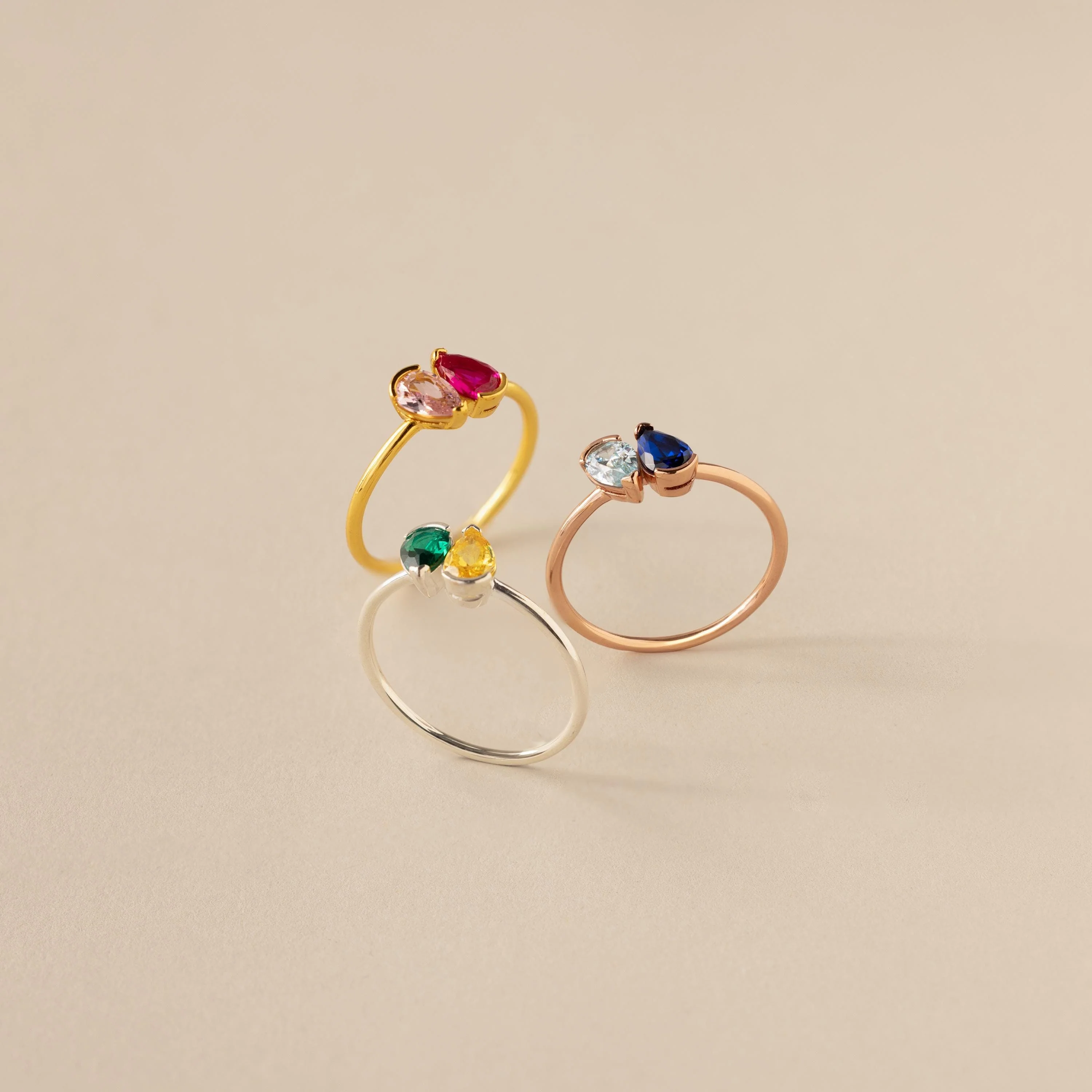 Toi et Moi Pear Birthstone Ring - Image 7