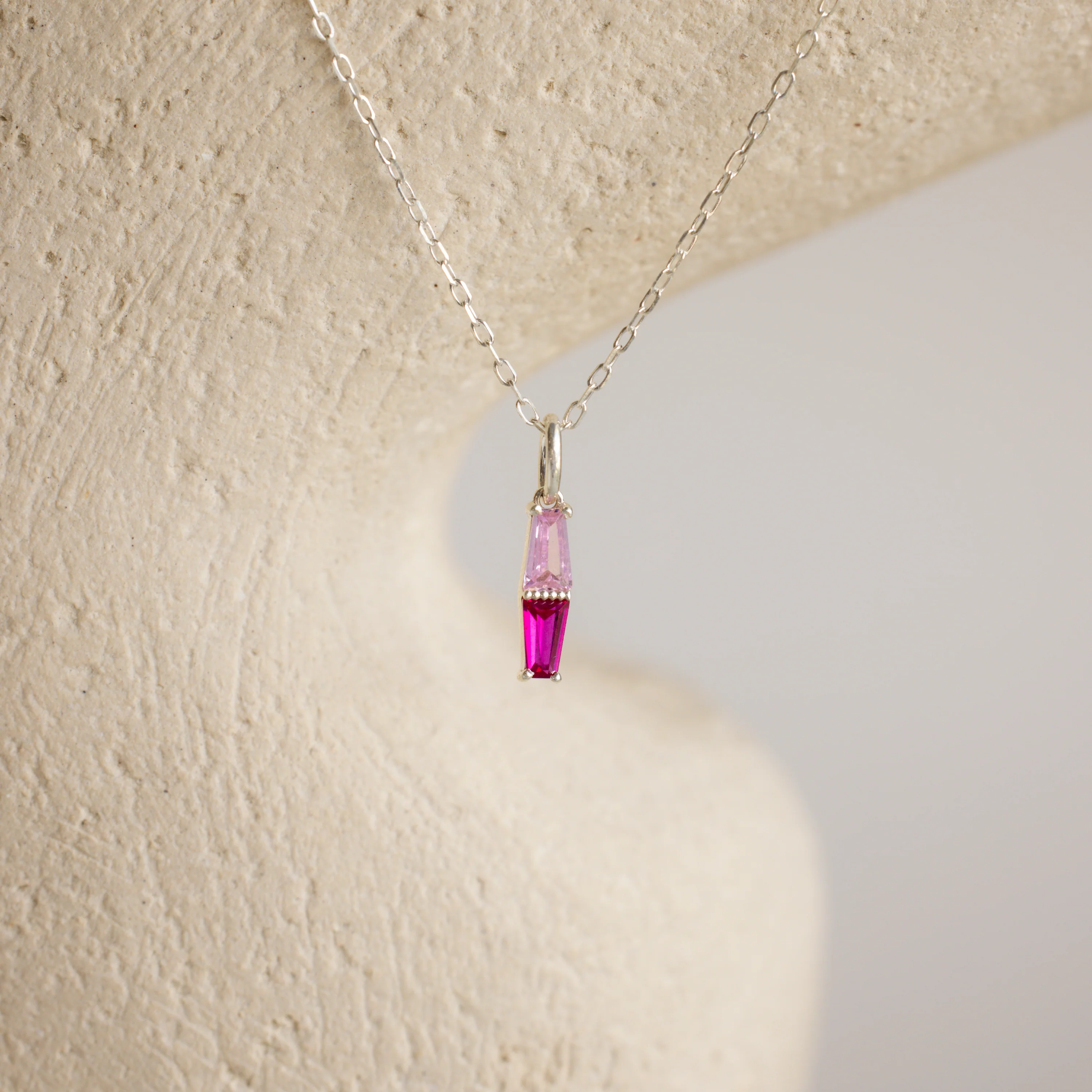Toi et Moi Tapered Birthstone Necklace - Image 4