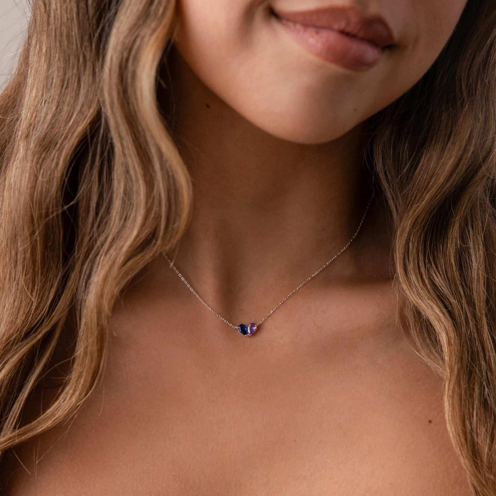 Toi et Moi Teardrop Heart Necklace in Silver - Image 2