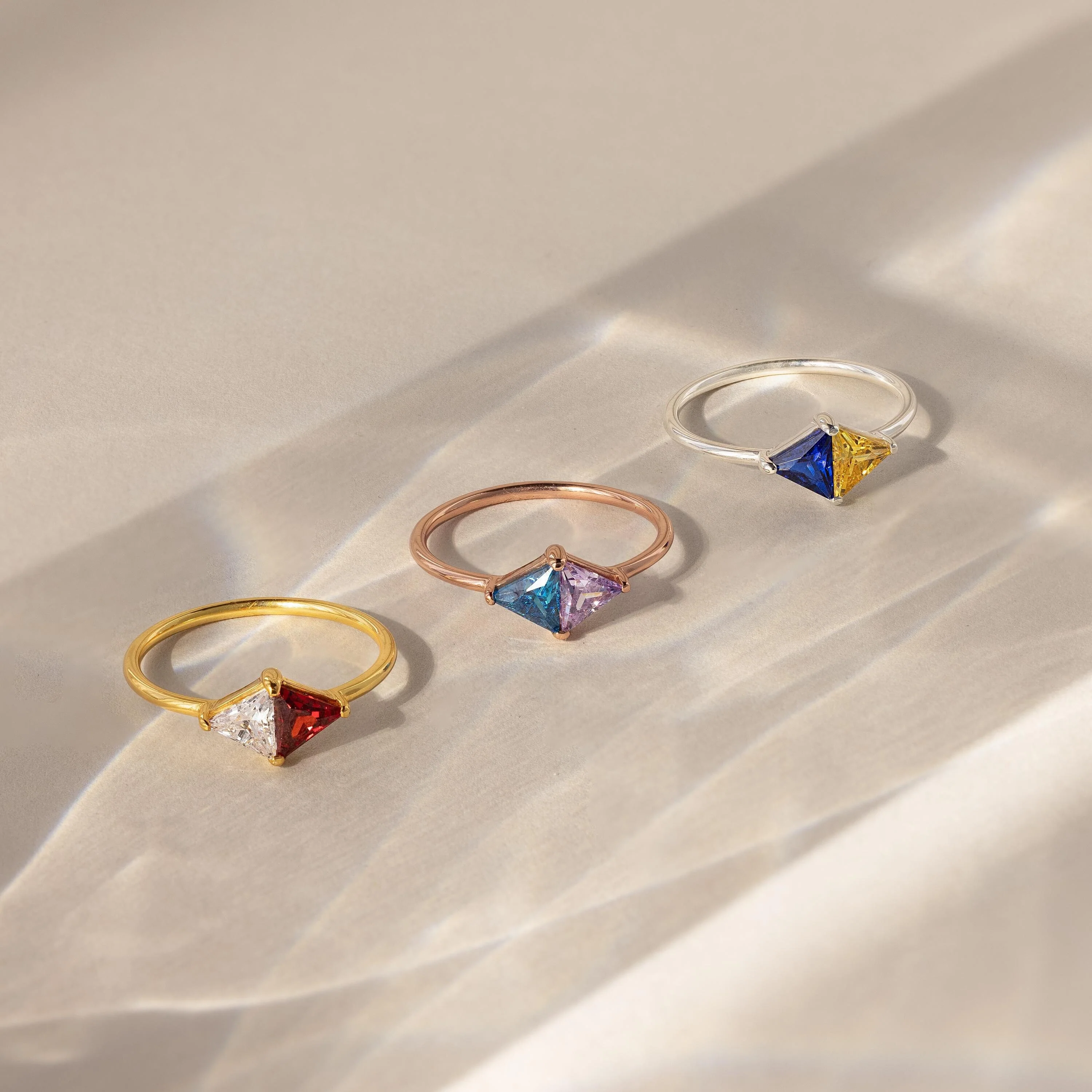Toi et Moi Triangle Birthstone Ring
