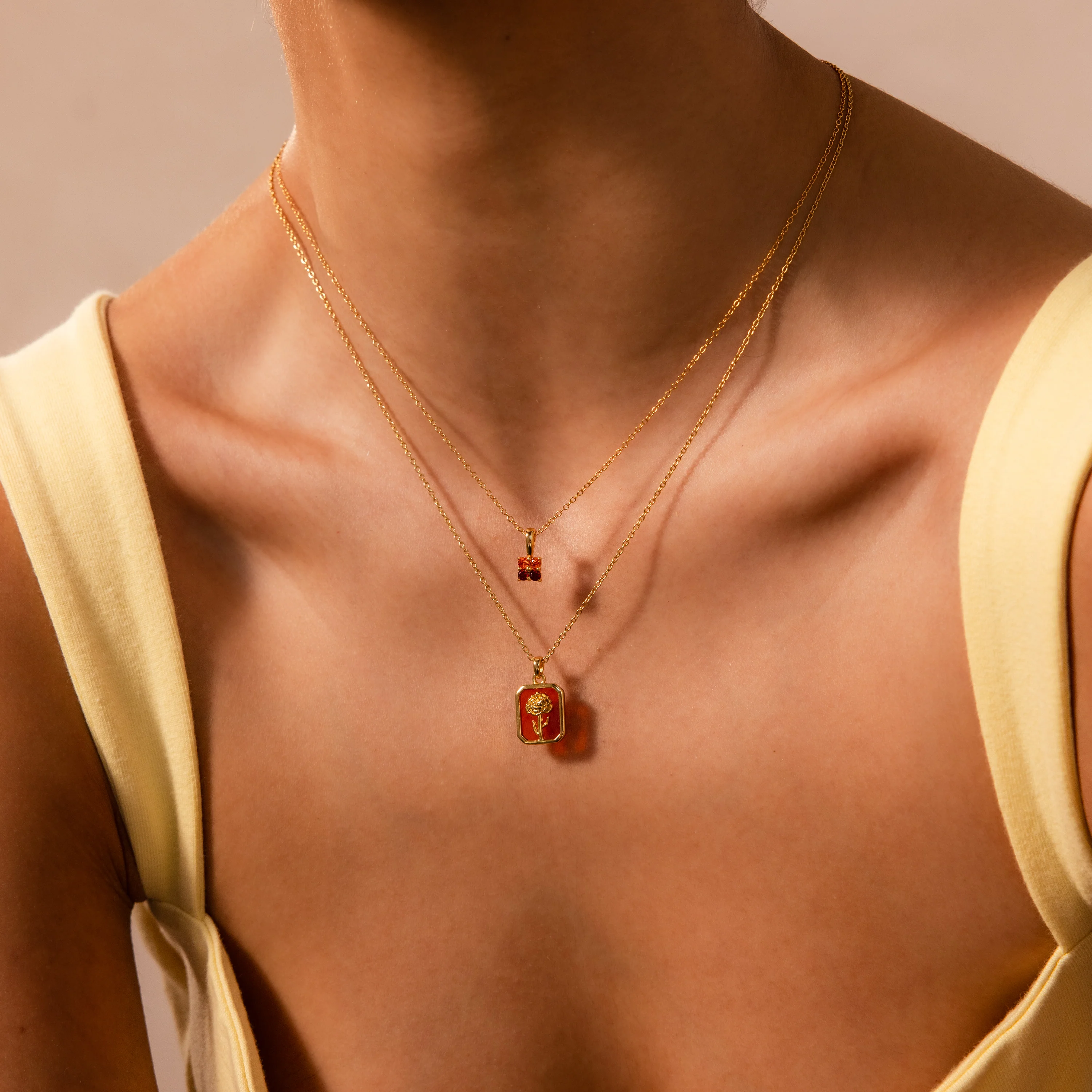 Topaz Birth Flower Charm Necklace - Image 4