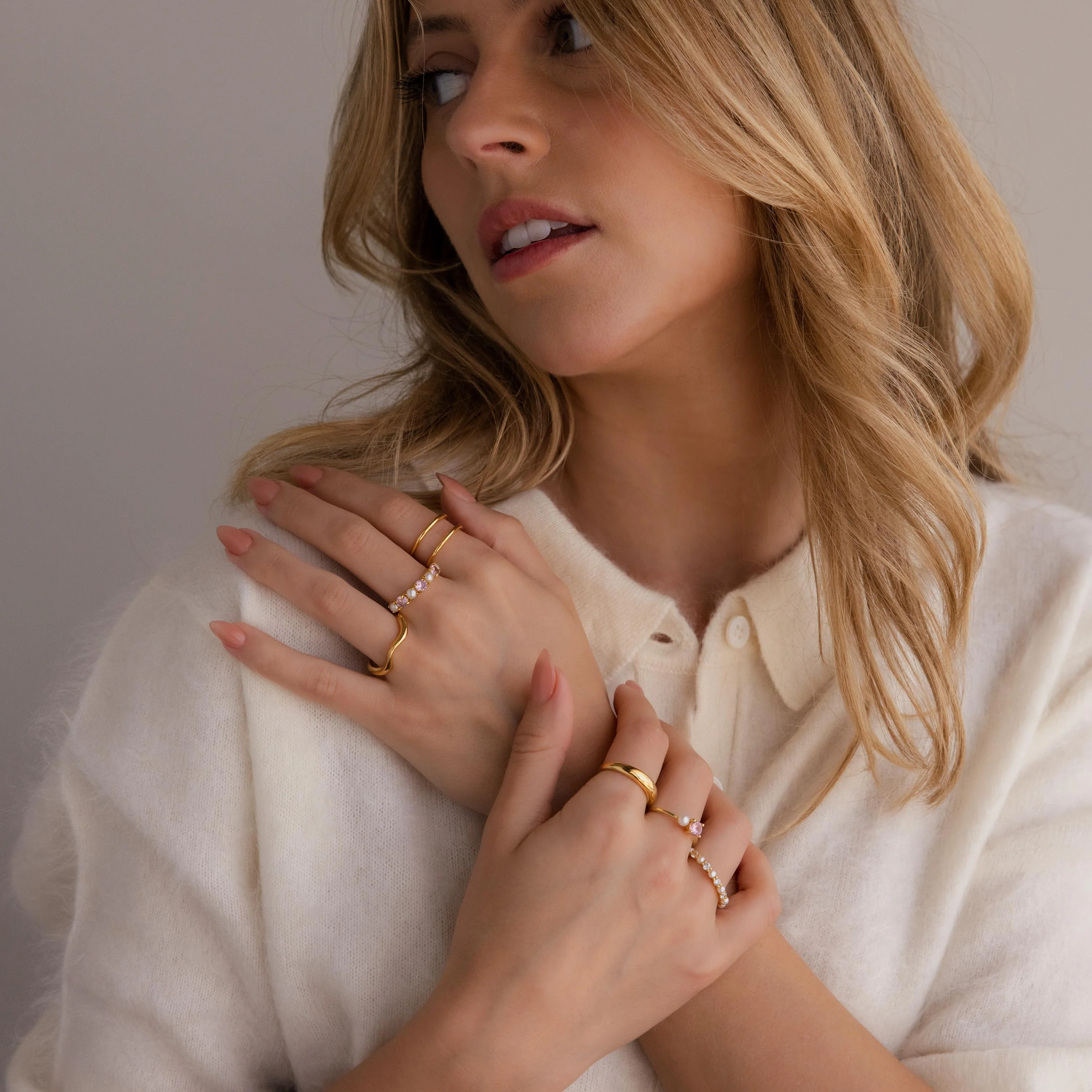 Pink Ruby & Pearl Lace Ring - Image 5