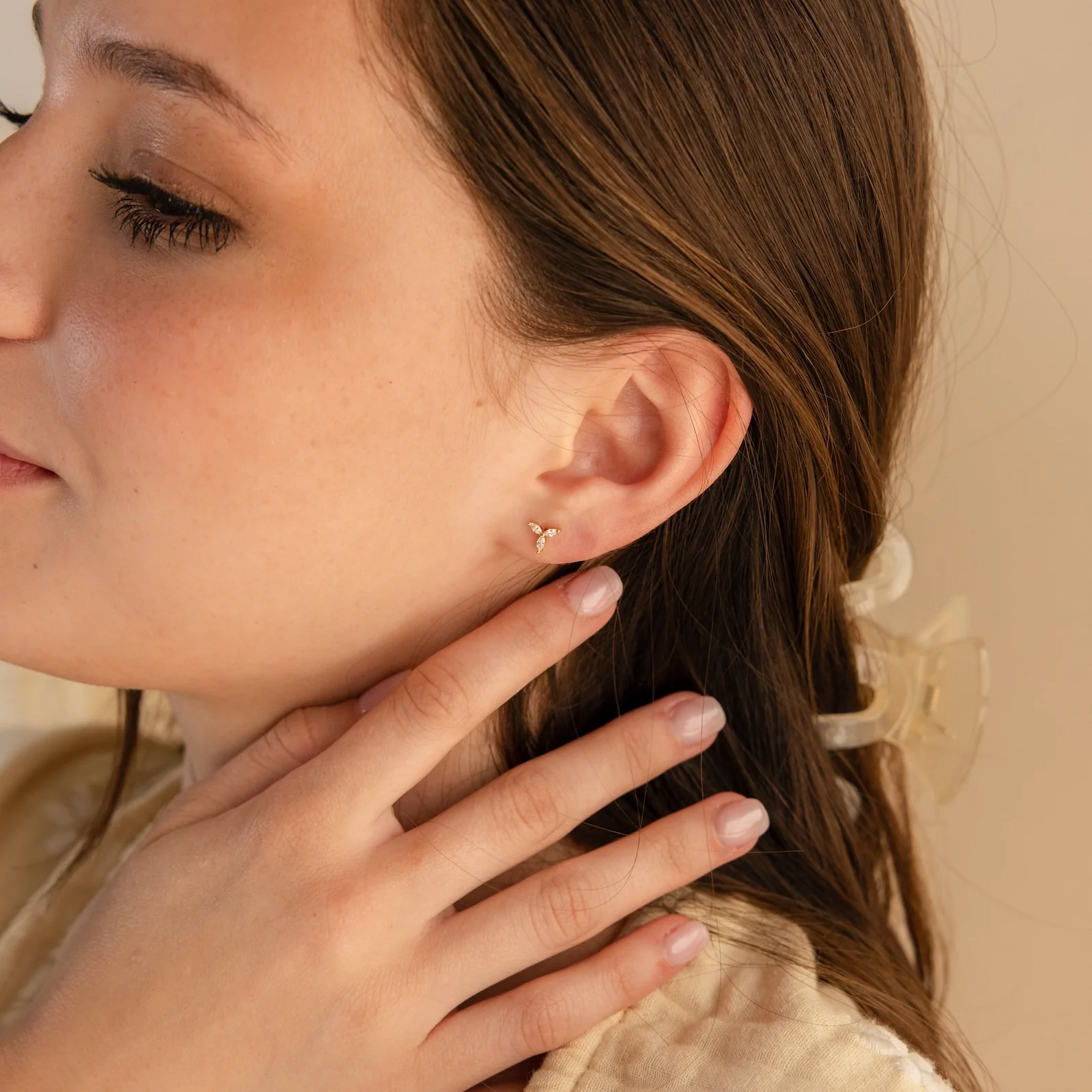 Trio Floral Marquise Studs - Image 3