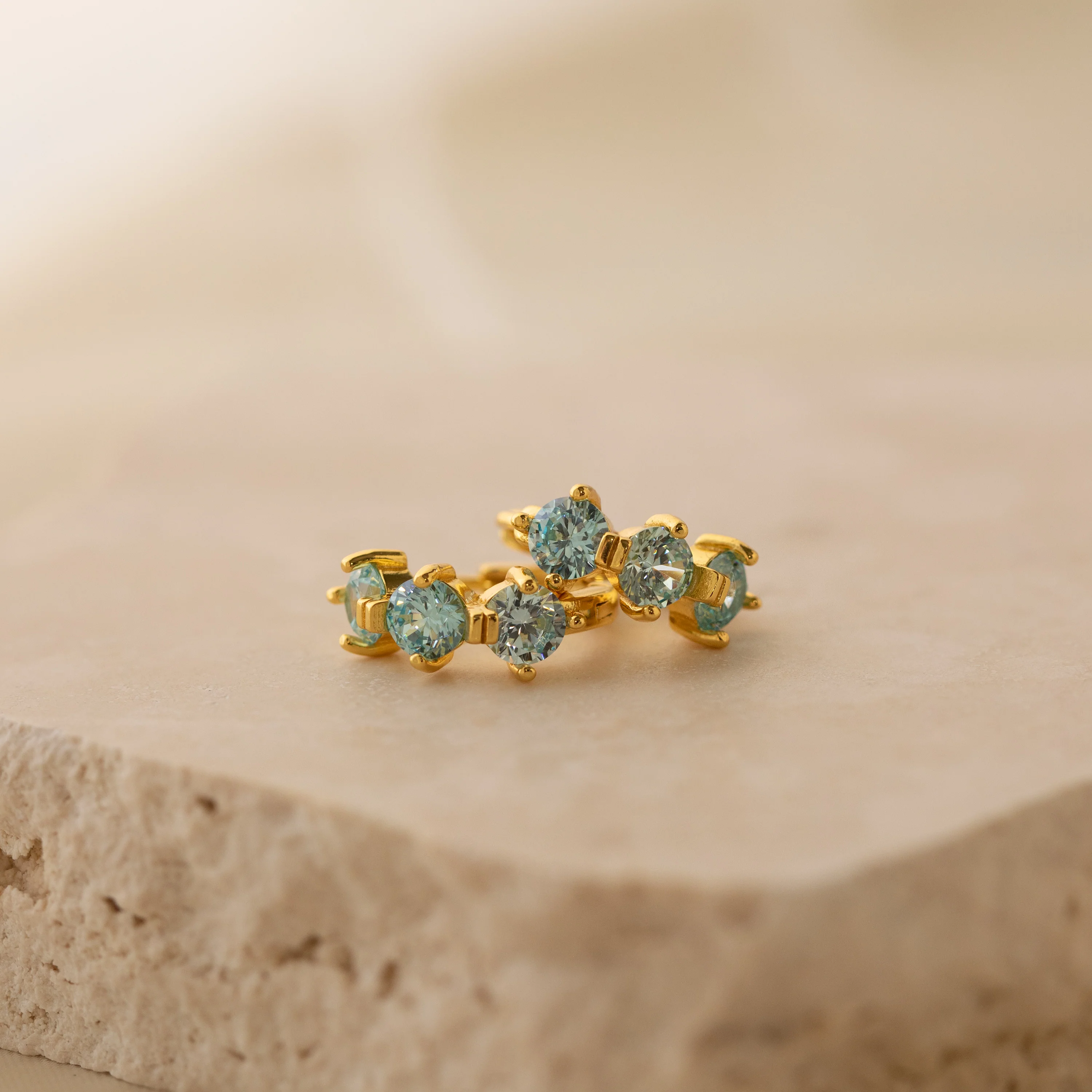 Triple Birthstone Huggies - Image 2