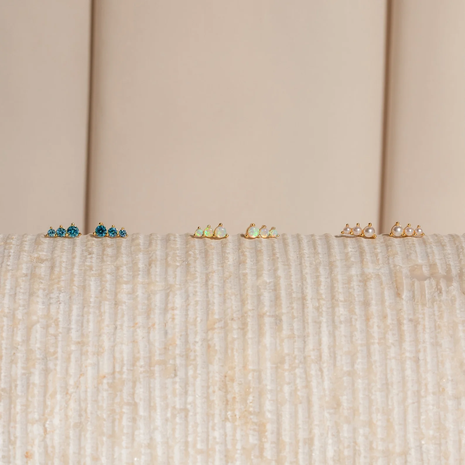 Triple Birthstone Studs - Image 4