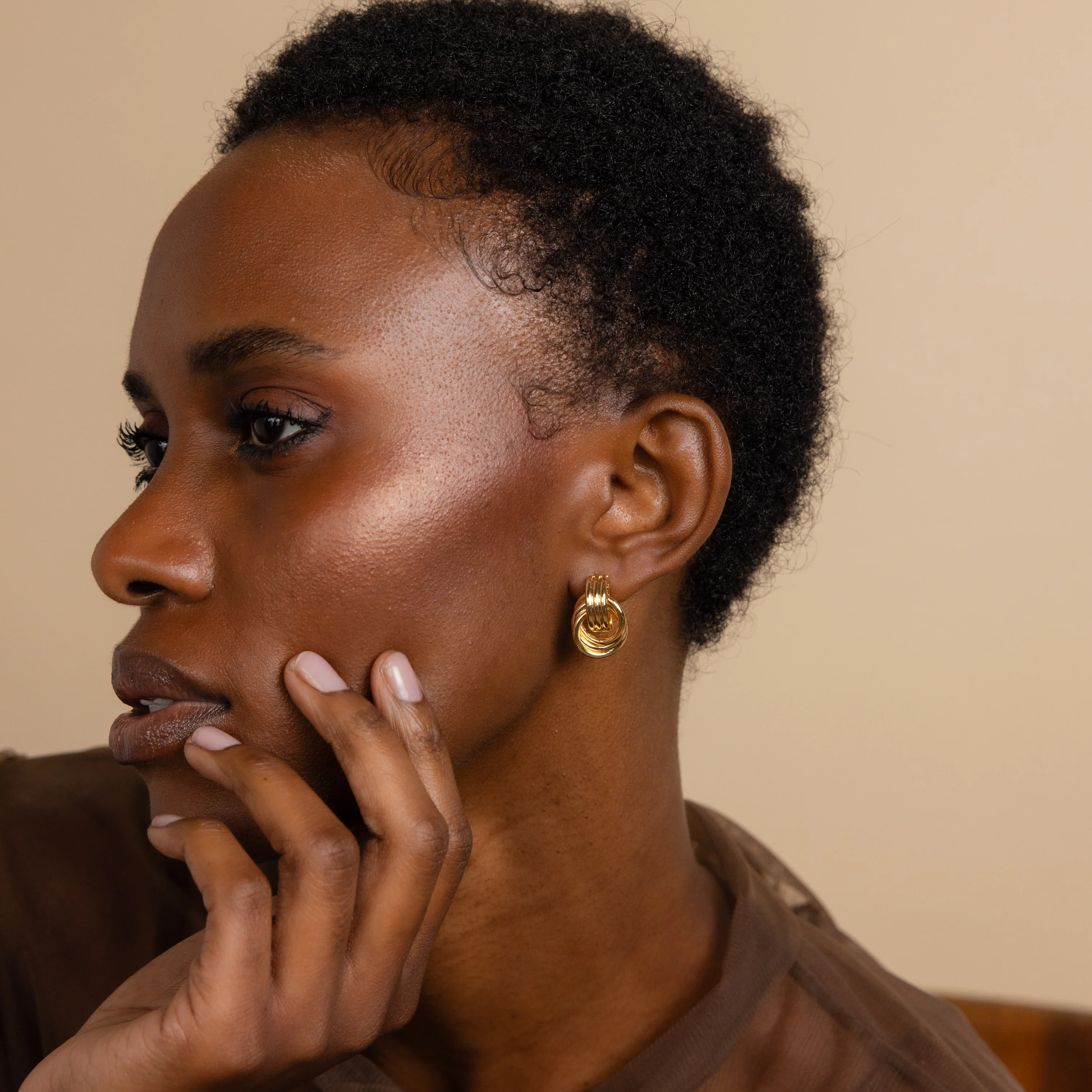 Triple Knot Earrings in 18K Gold - Image 6