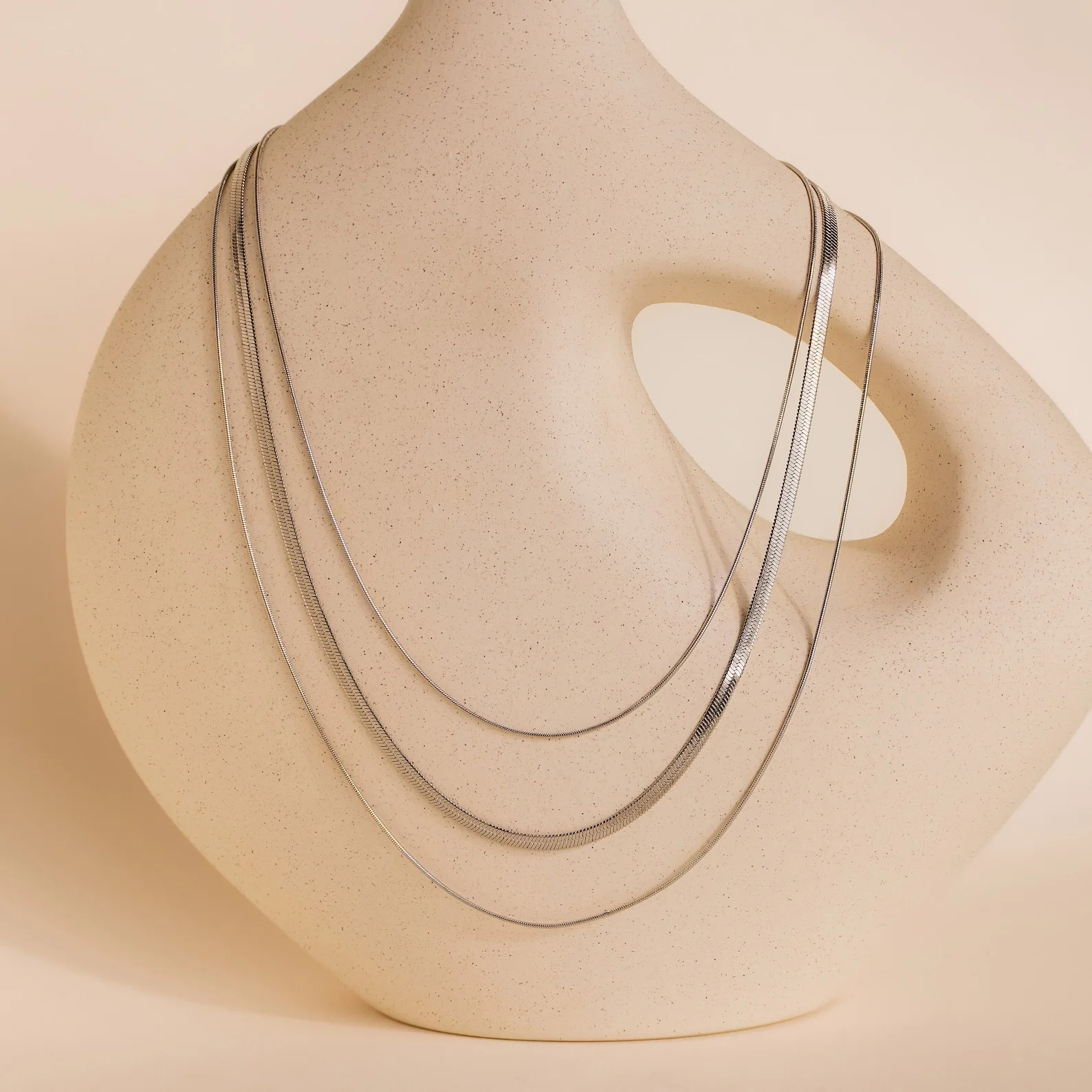 Triple Layered Chain Necklace - Image 3