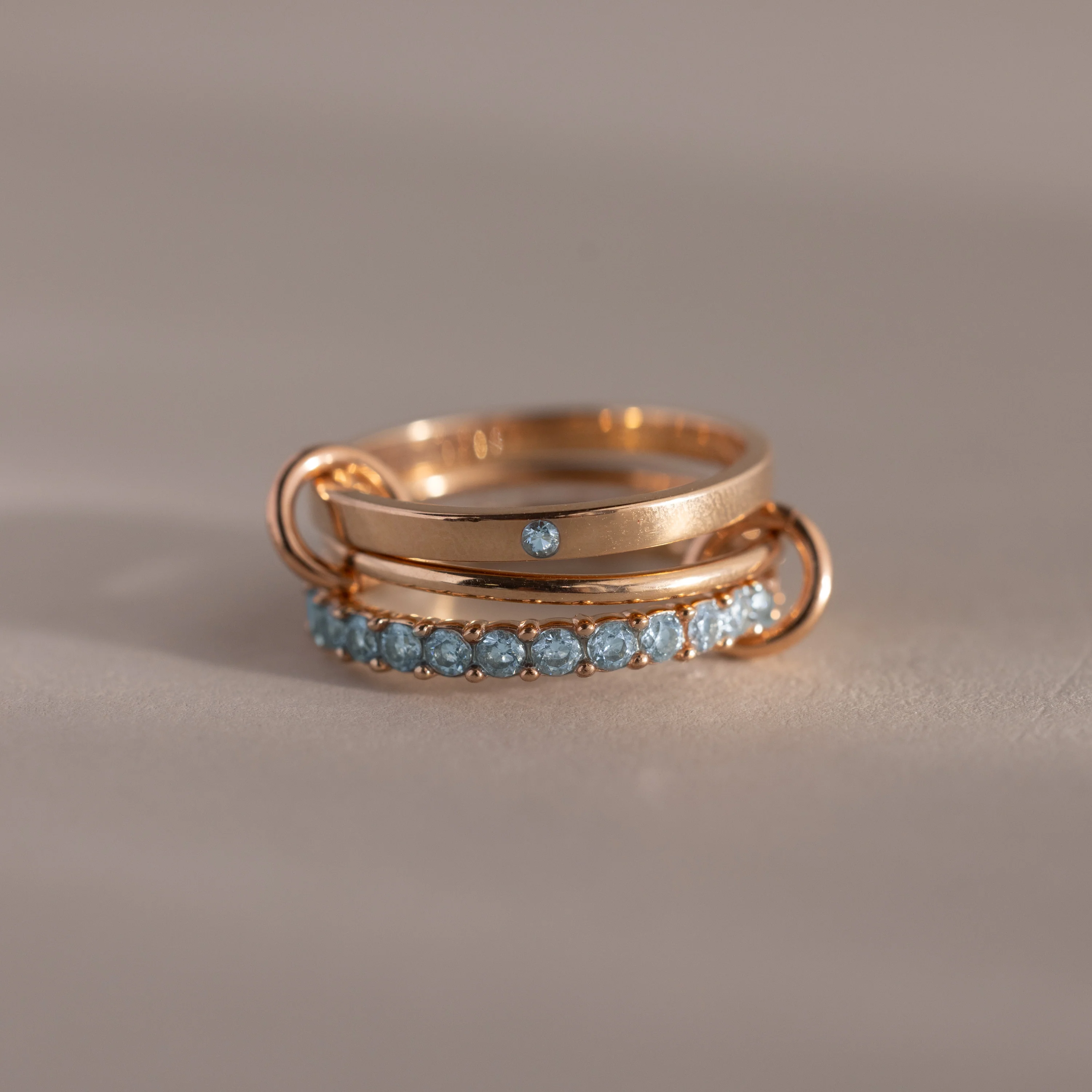 Triple Linked Aquamarine Ring Set - Image 5